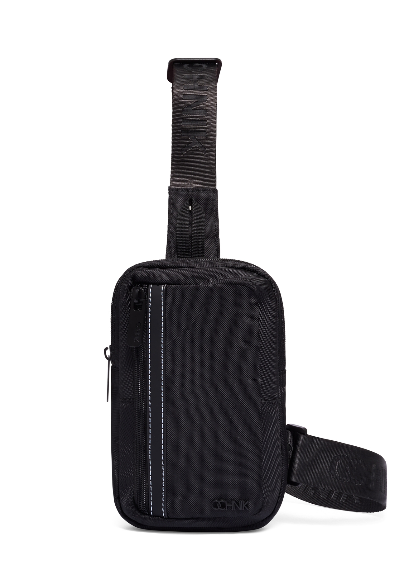Men's black waist bag TORMN-0426-99(Z26) - product view from above, on a white background.
