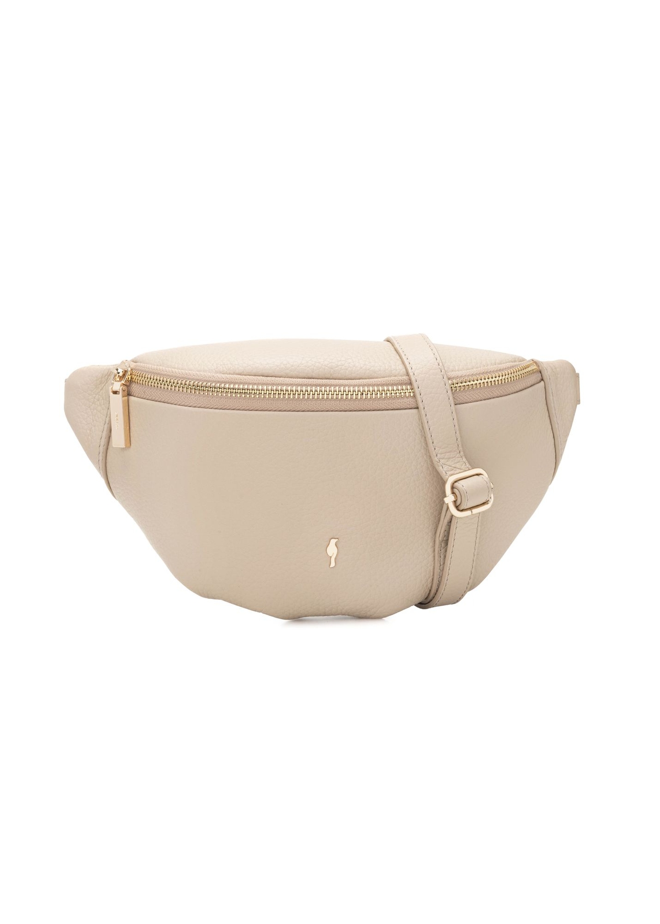 Beige leather women's waist bag TORES-0894E-1B(W26) - front product view, on a white background.