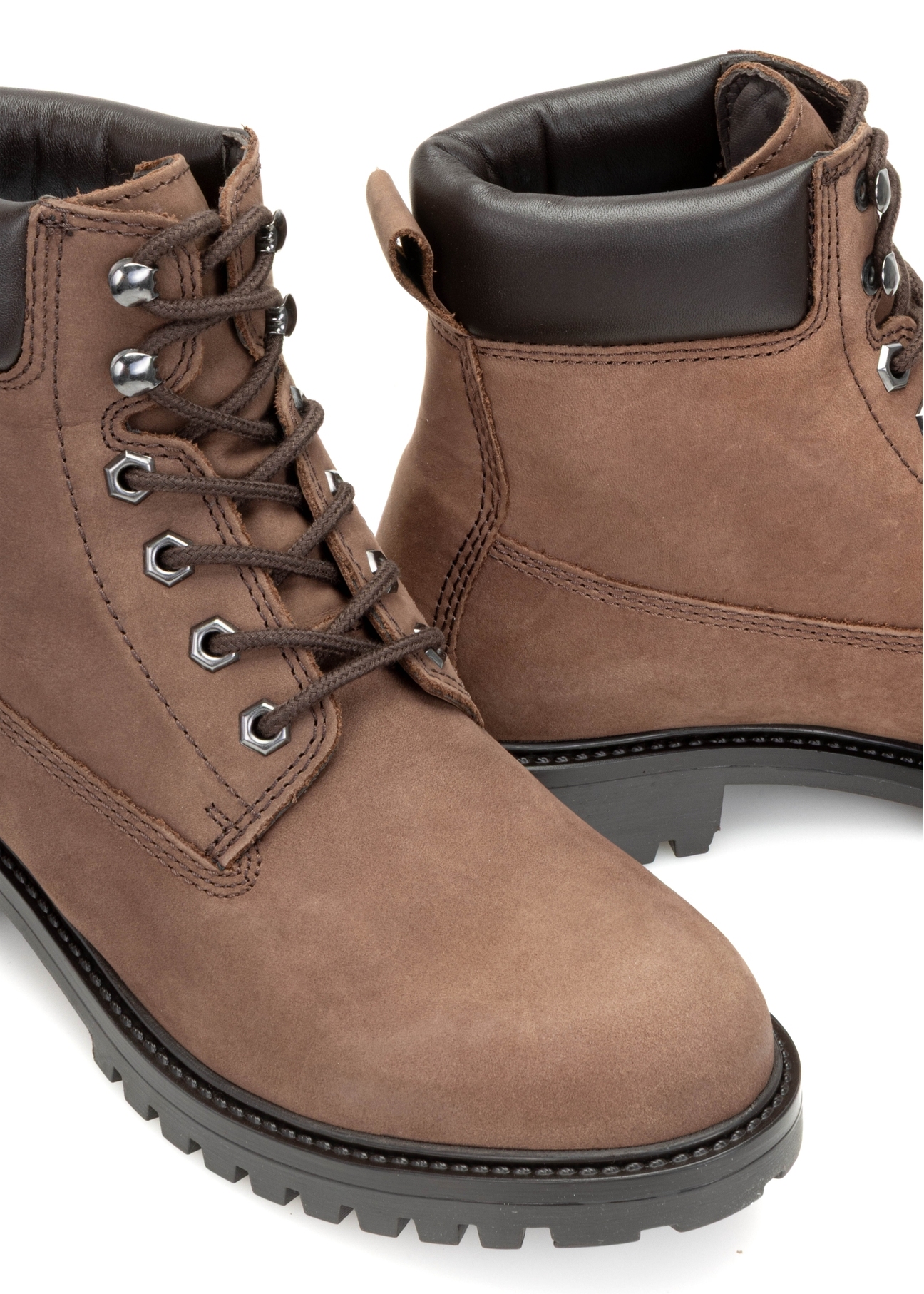 Brown leather lace-up men's ankle boots BUTYM-0514-89(Z25)