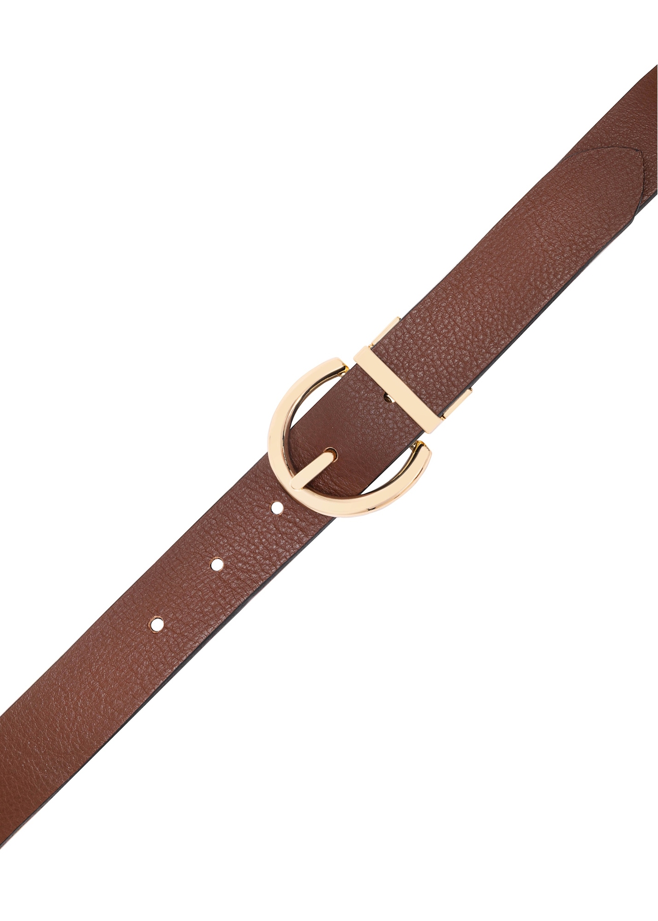 Reversible brown and black women's belt PASDS-0175B-88(Z25), close-up of the buckle on a white background.