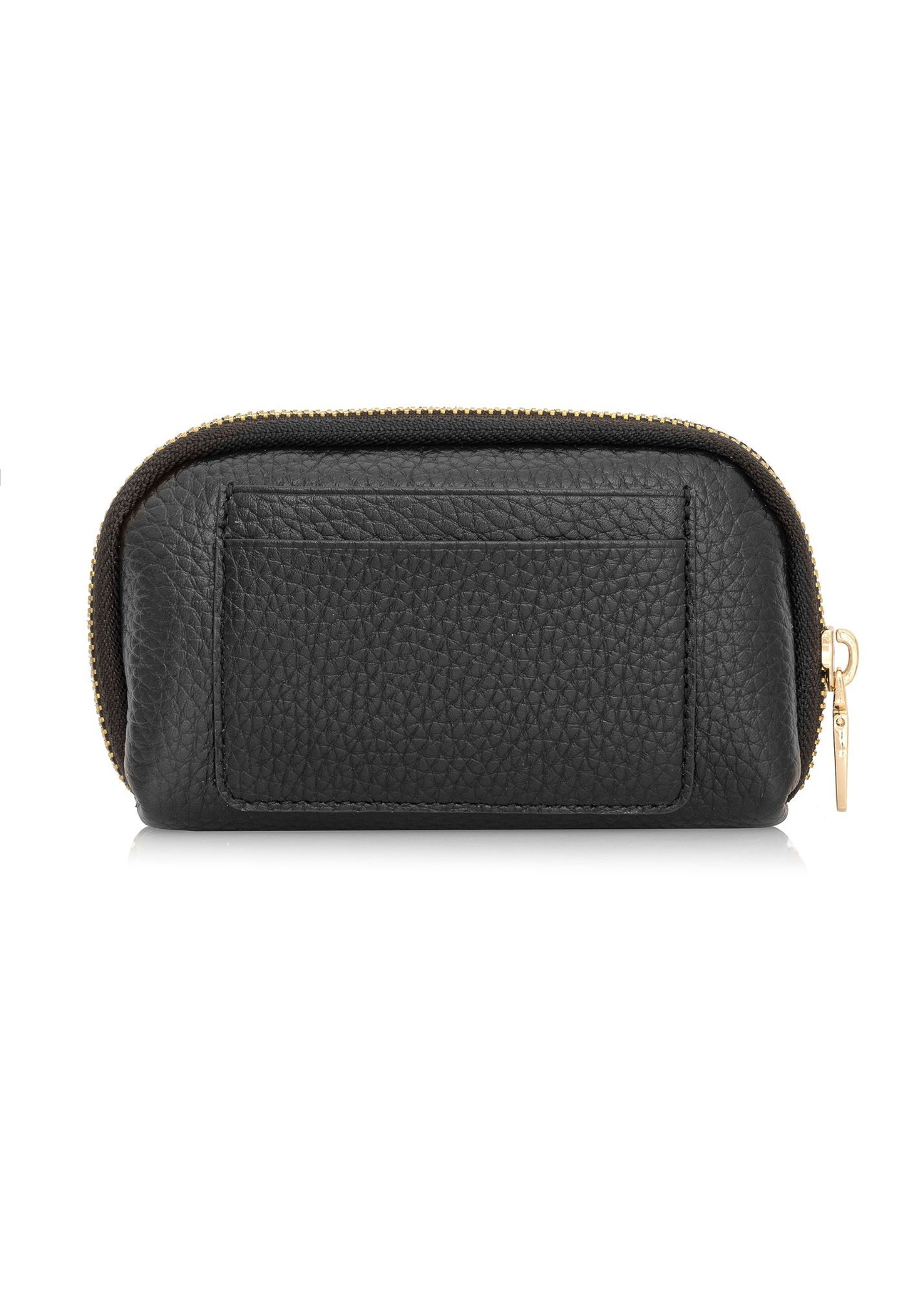 Small black women's leather wallet PORES-0905G-99(Z25) - product view from the back on a white background.