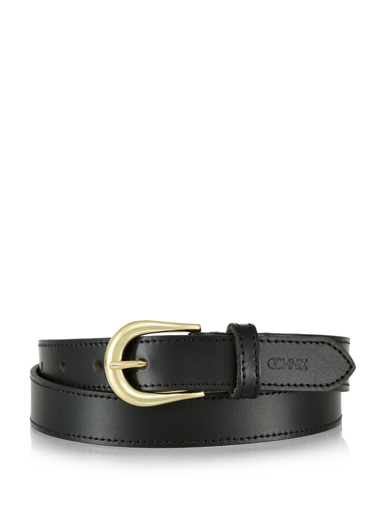 Black leather women's belt PASDS-0303-99(W24)-01