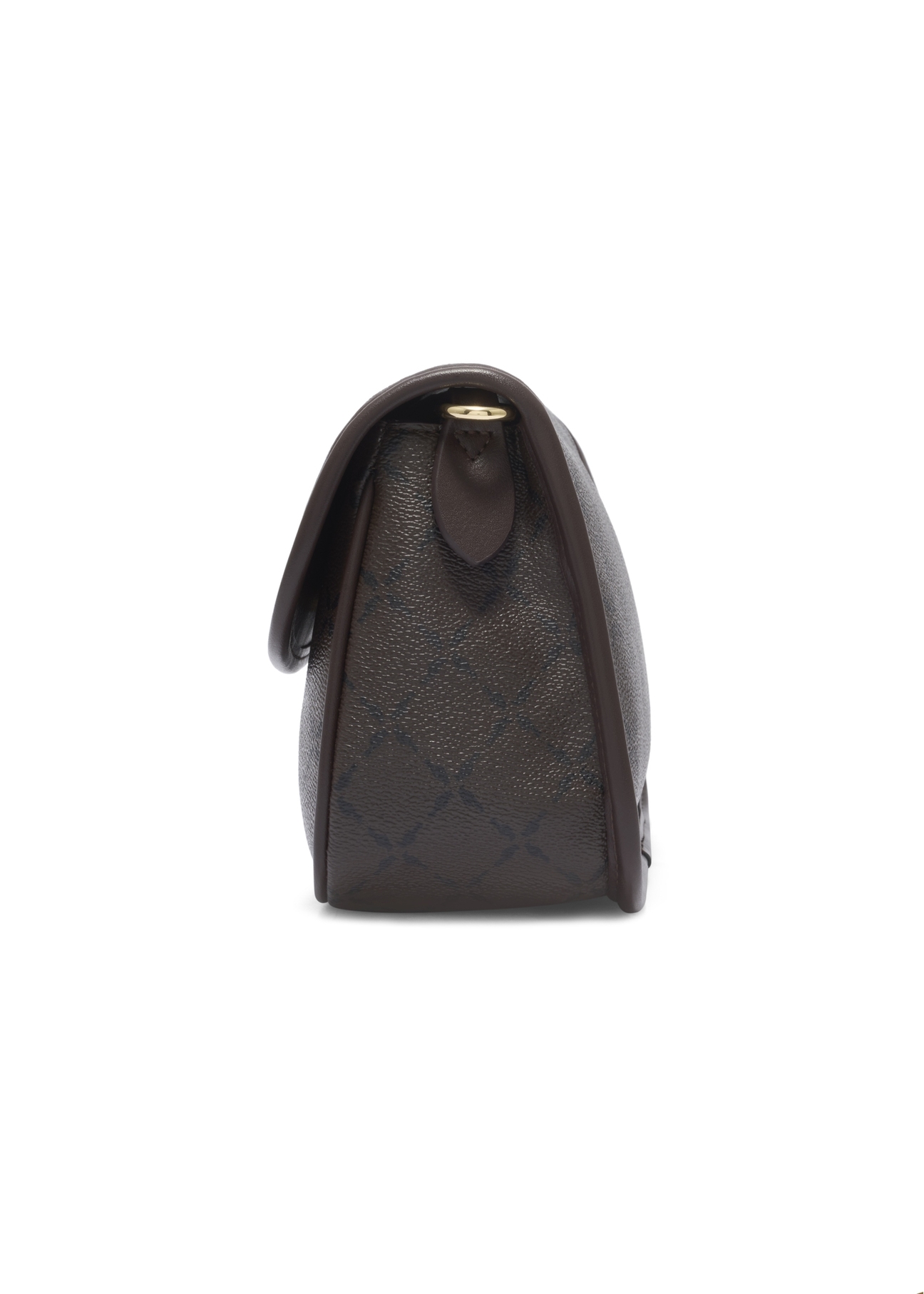 Brown messenger bag with monogram TOREC-1300-1P(Z26), side view of the product on a white background.