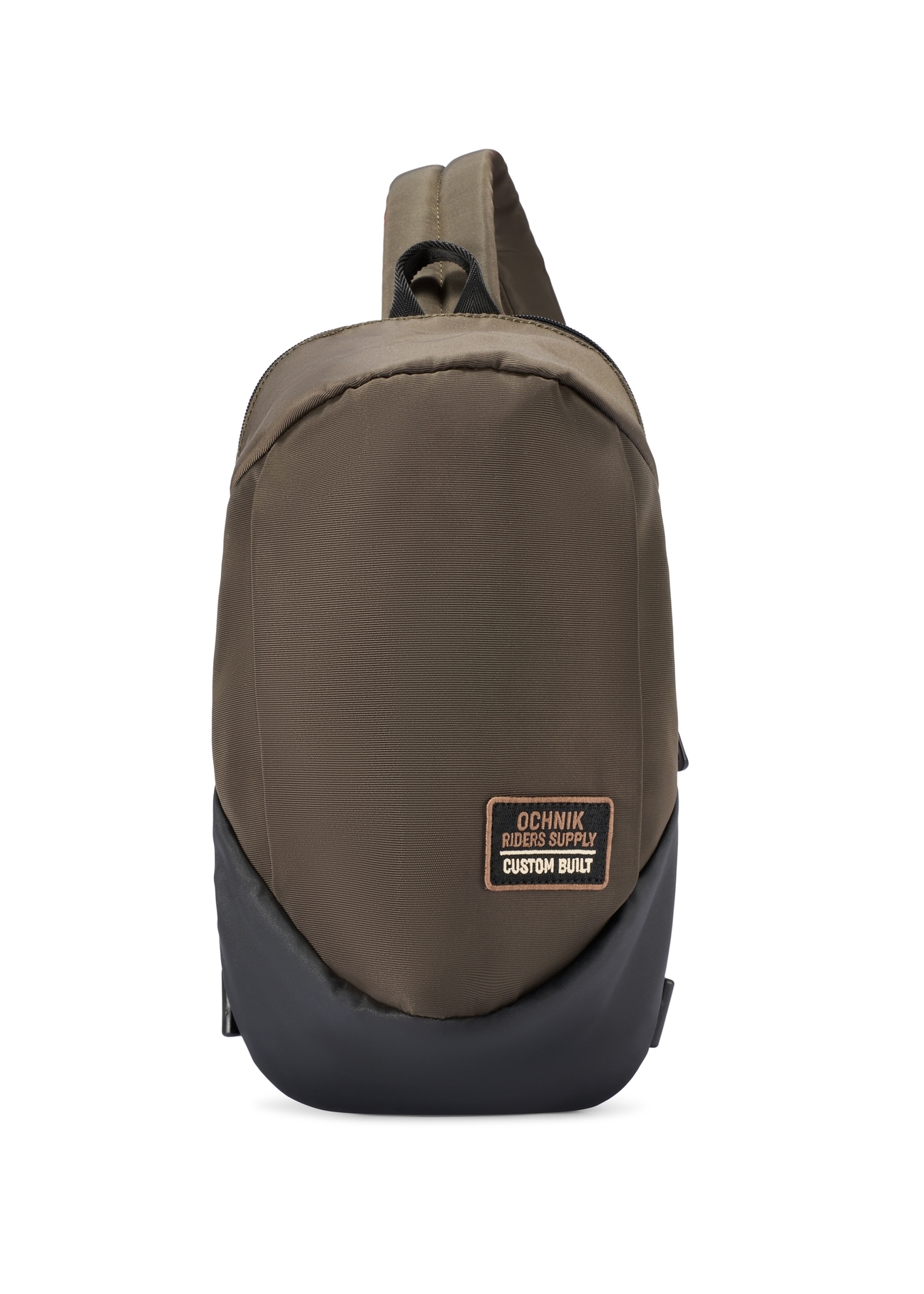 Men's khaki shoulder bag TORMN-0416-8D(W26) - front product view, on white background.