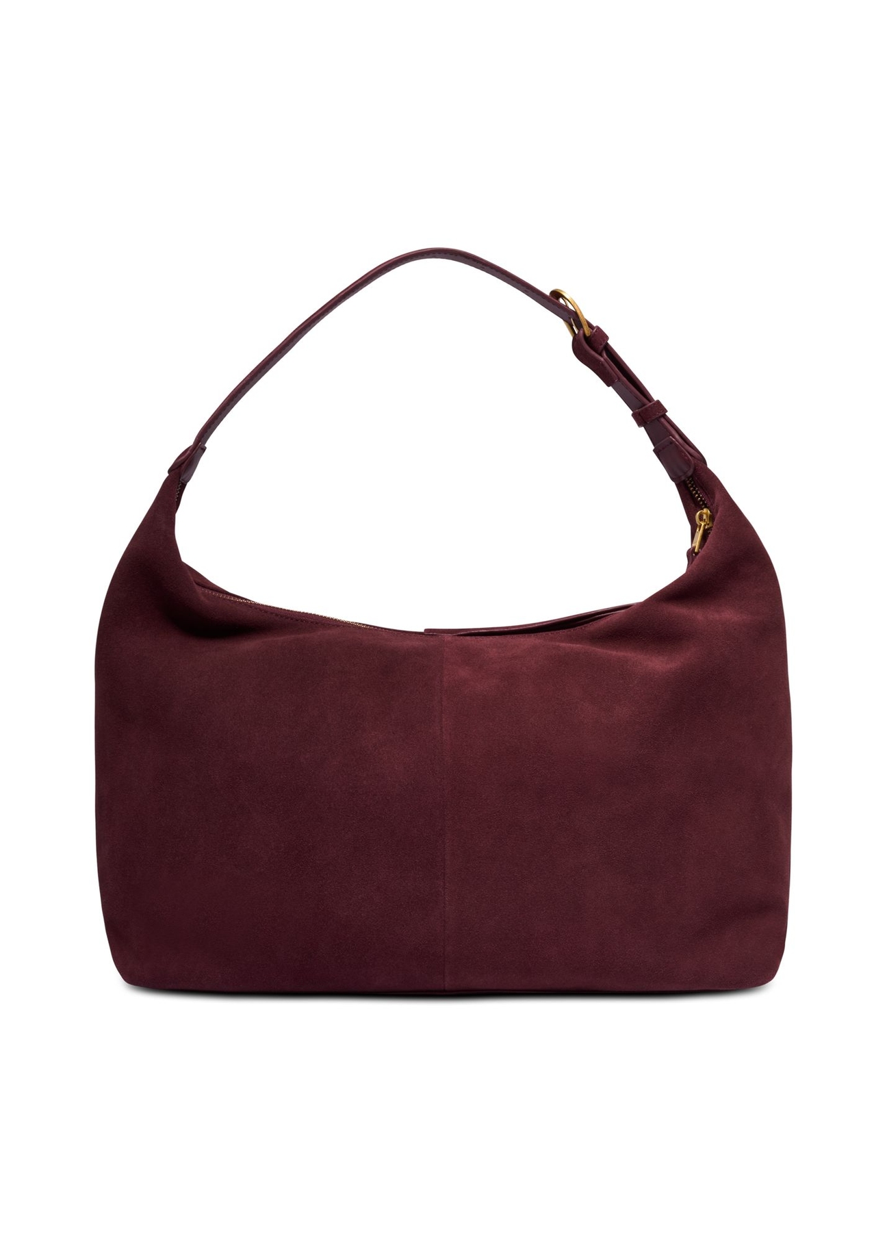 Burgundy suede handbag TORES-1404-4D(Z26) - product view from the back, on a white background.