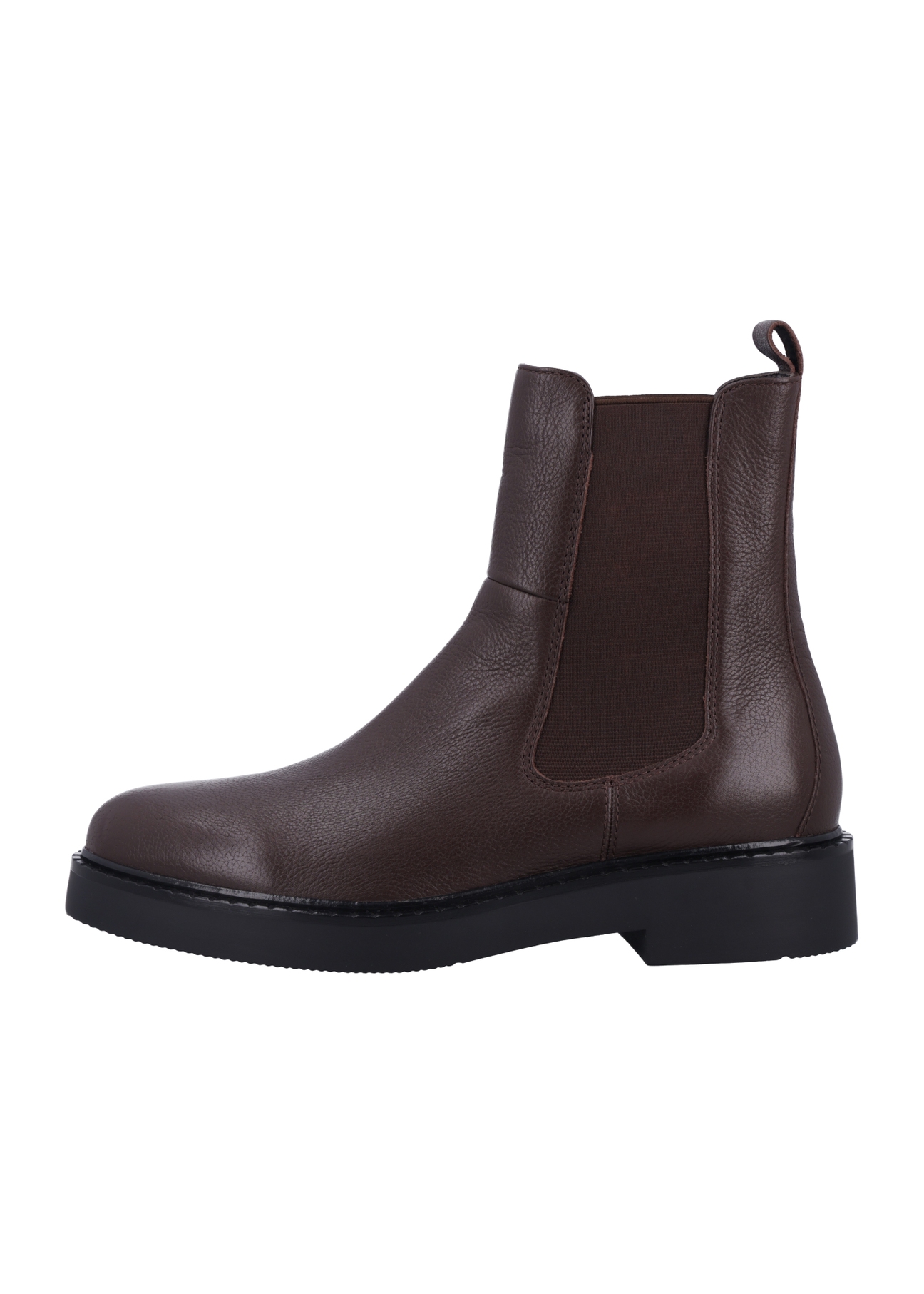 Dark brown leather men's Chelsea boots BUTYM-0462-1I(Z26), side product view on white background.