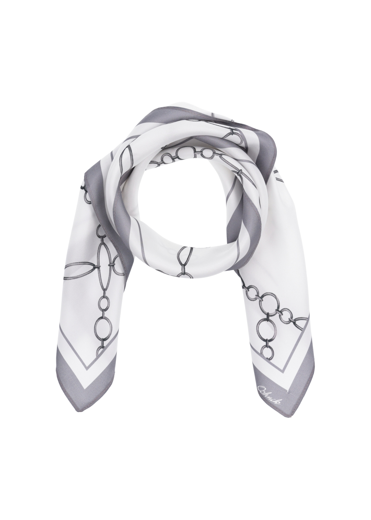 Women's scarf with chain motif SZADT-0229-0P(Z26) - front product view, on a white background.