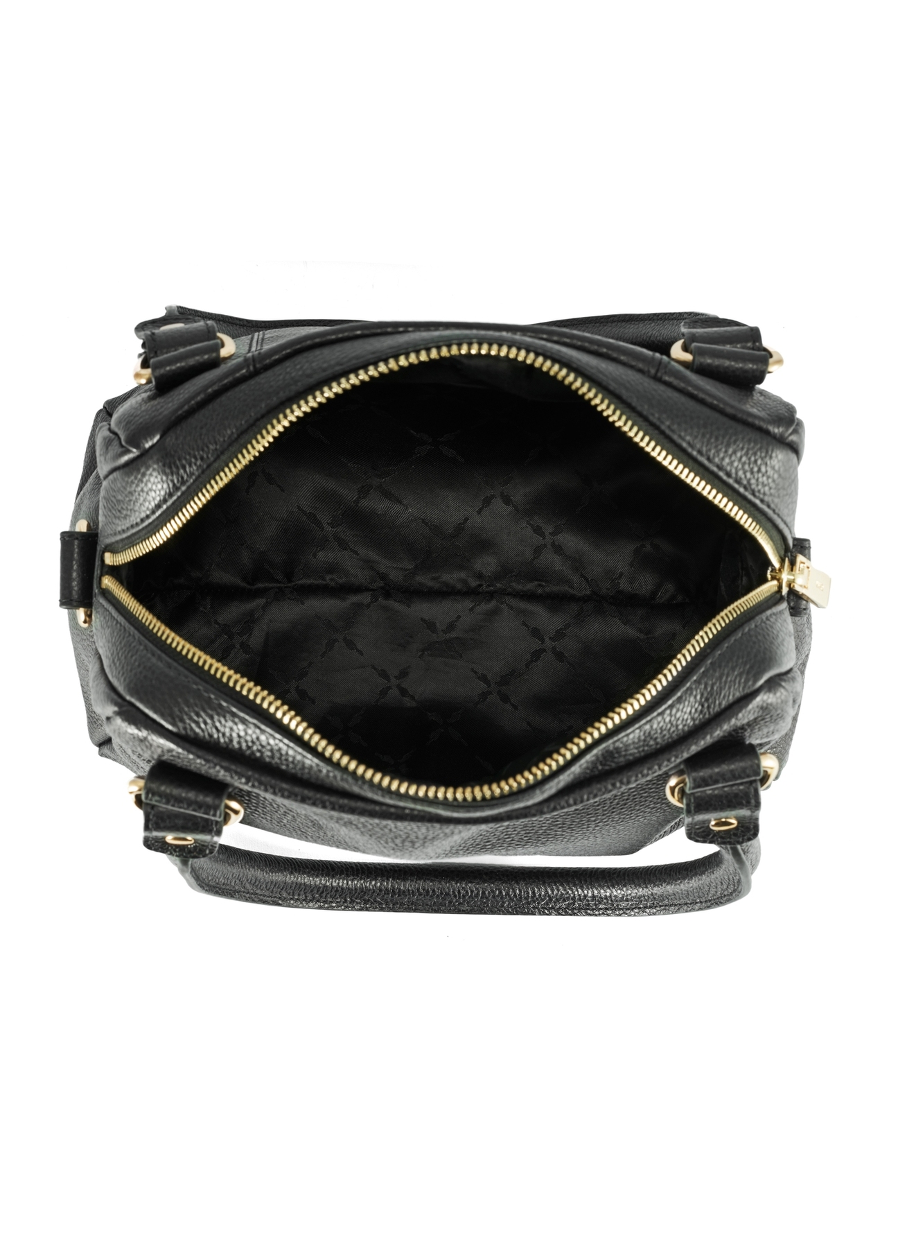 Black leather women's handbag TORES-1183-99(Z25), product view from the inside on a white background.