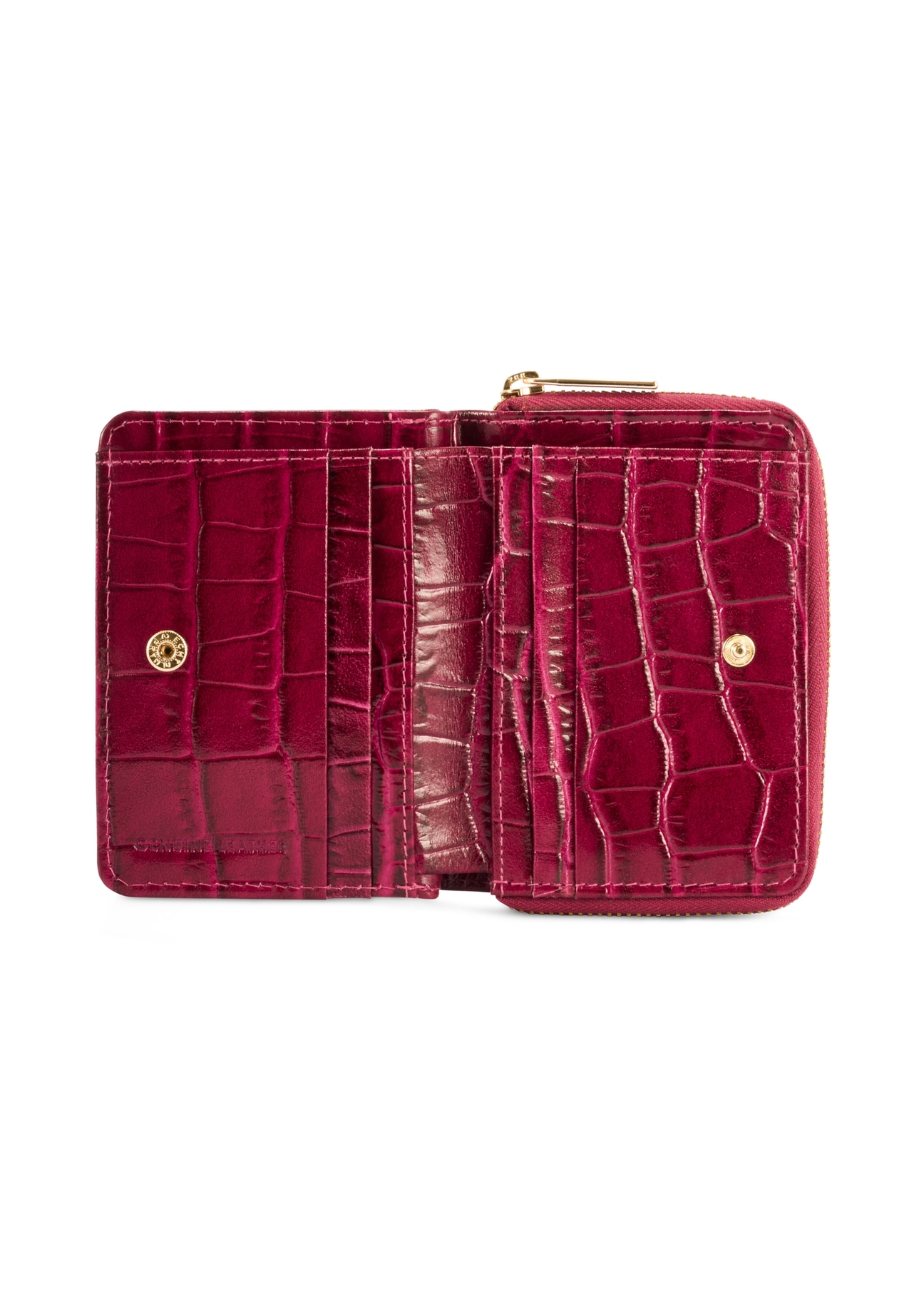 Pink croco women's wallet PORES-0888B-31(Z25), product view from the inside on a white background.