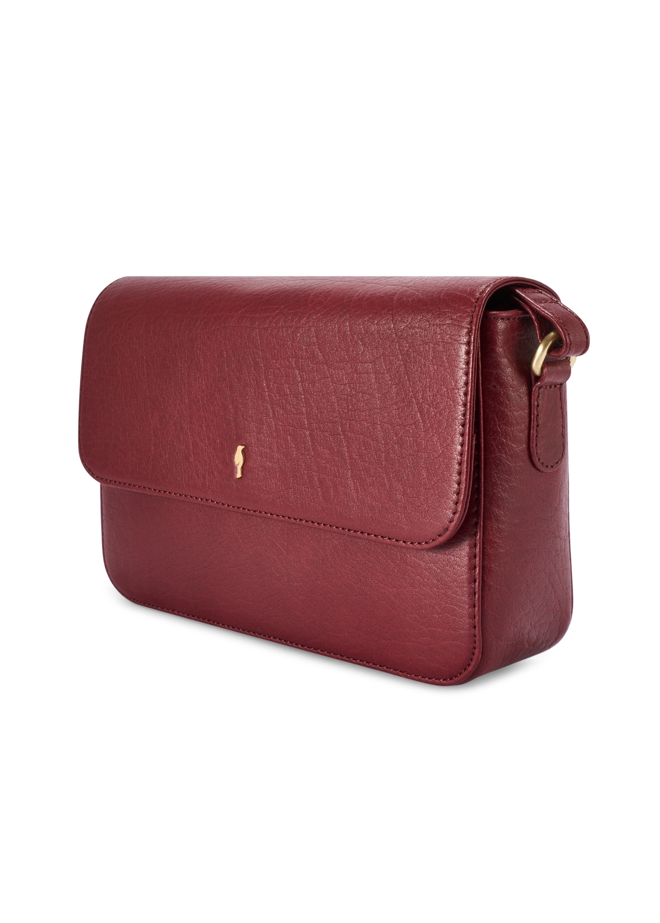 Women's burgundy leather messenger bag TORES-1245-4C(W26) - diagonal product view, on a white background.