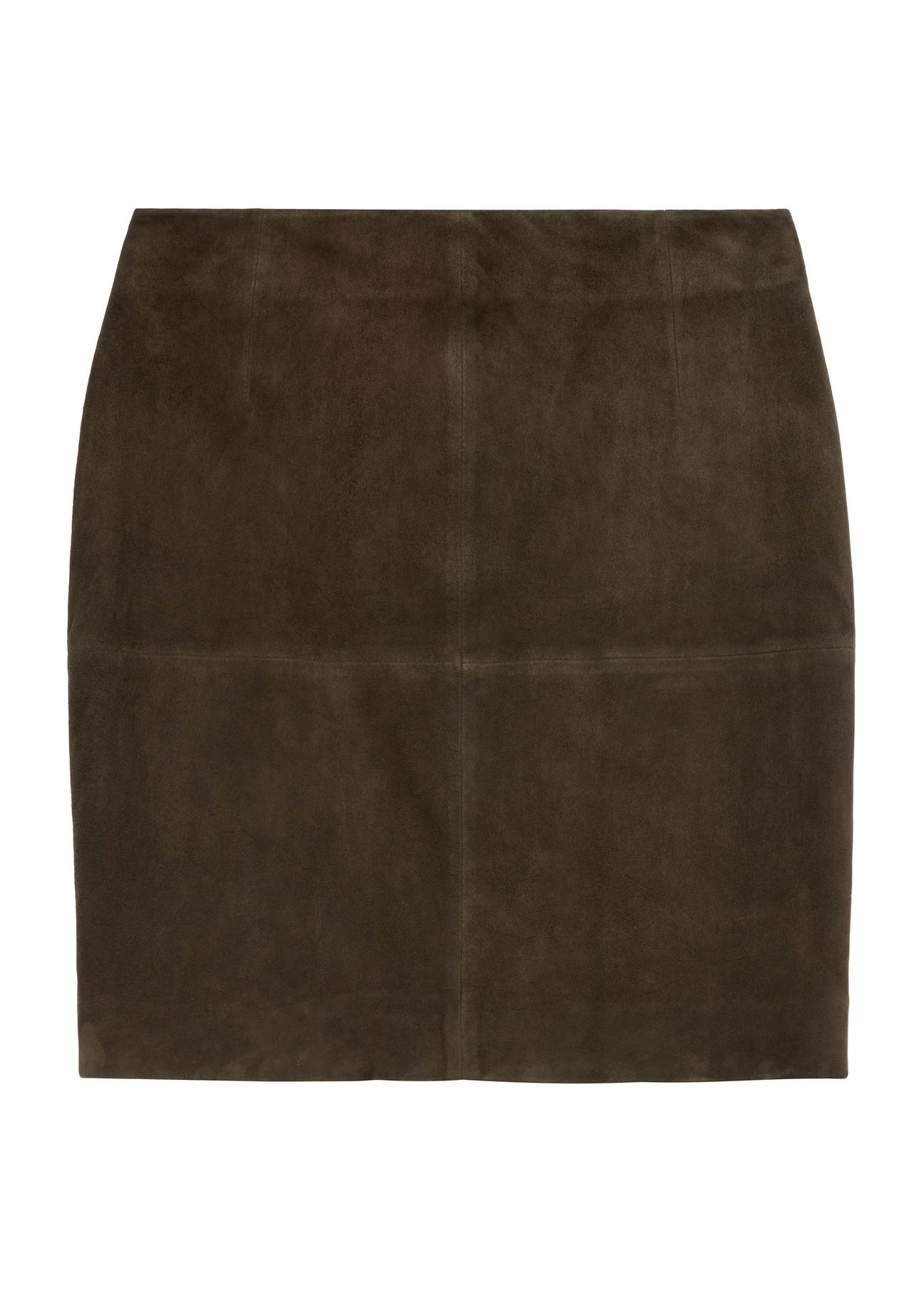 Brown suede skirt SPCDS-0034-2880(Z25), front product view on white background.