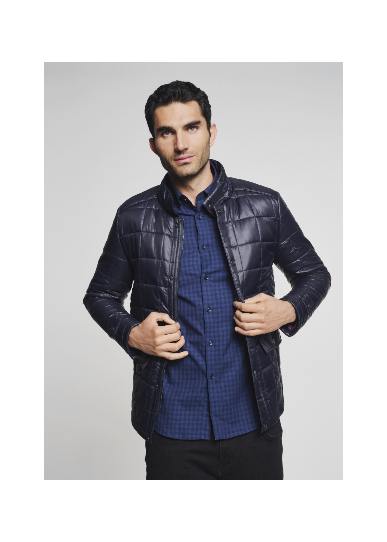 Men's quilted nylon fabric jacket KURMT-0212-99(Z21)-03