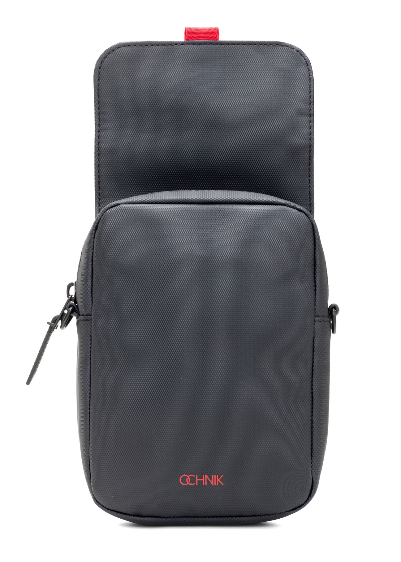 Men's small black messenger bag TORMN-0399-9J(W26), front product view on white background.