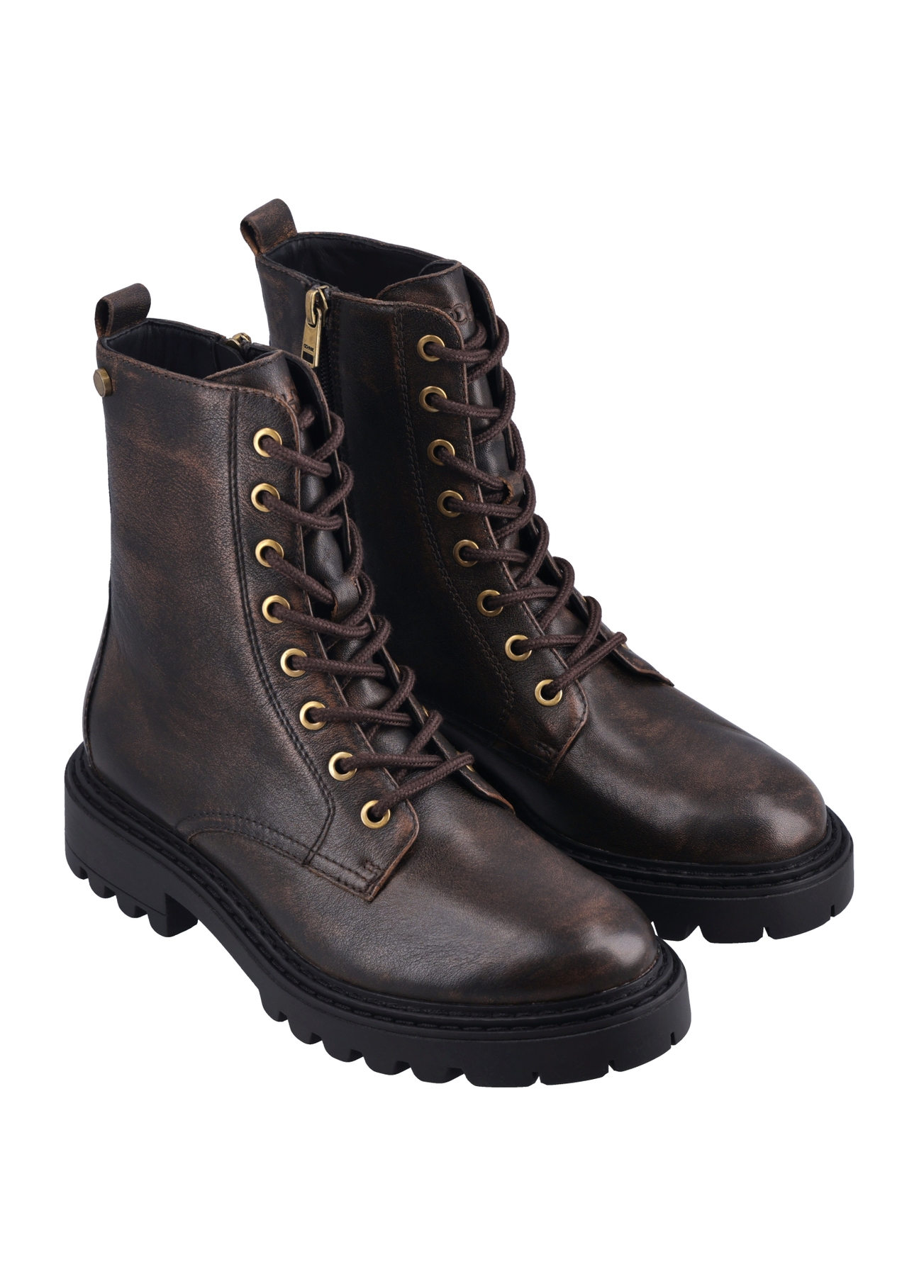 Brown women's ankle boots BUTYD-1192-1H(Z26), diagonal product view on a white background.