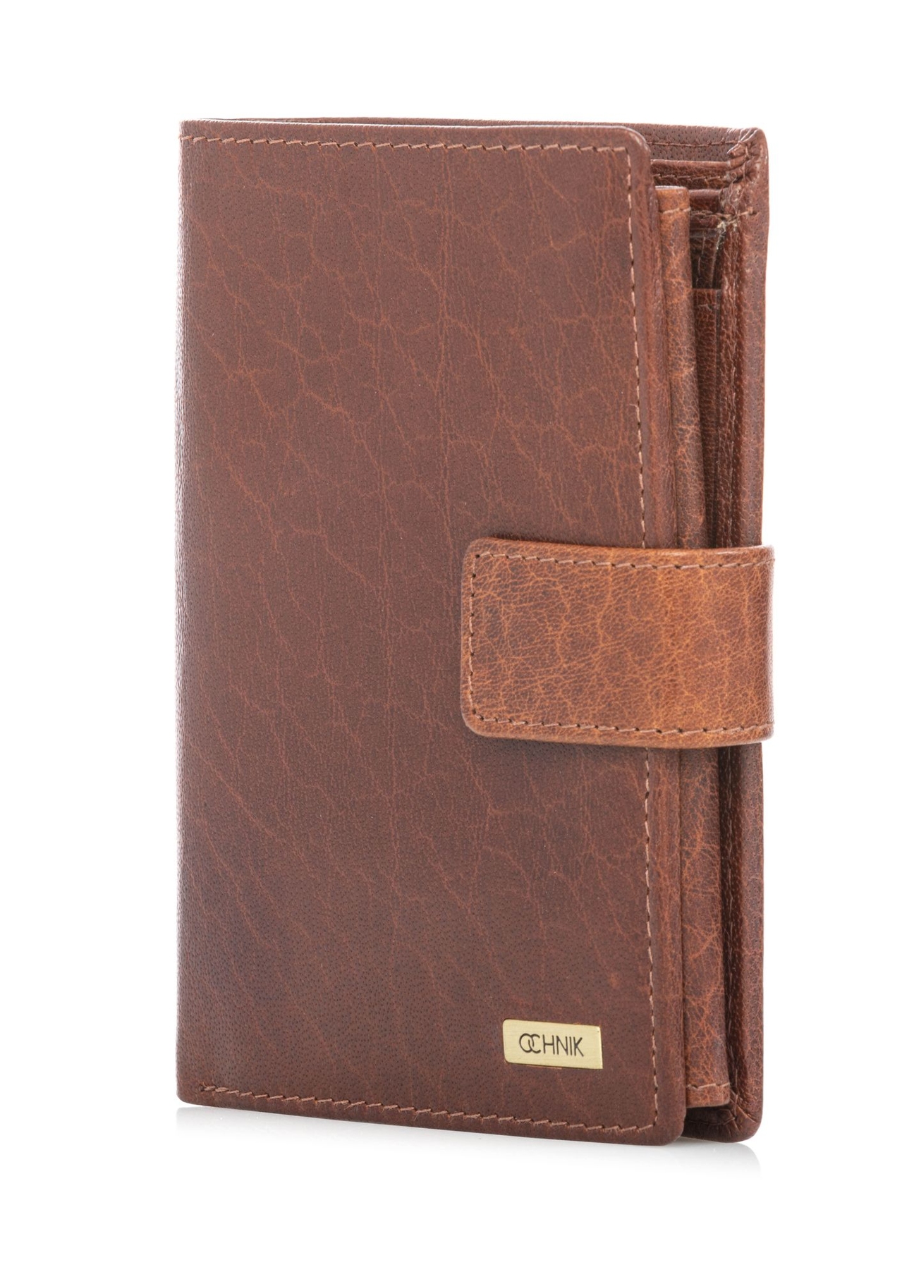 Men's leather wallet in cognac color PORMS-0692-1H(W26) - diagonal product view, on a white background.