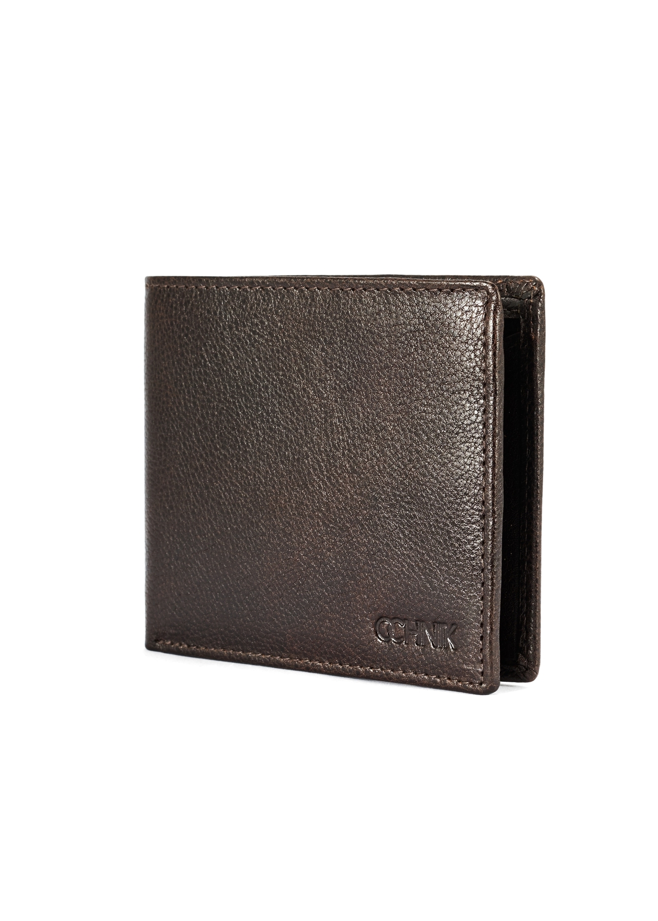 Brown men's leather wallet PORMS-0654-89(W25) - diagonal product view on white background.