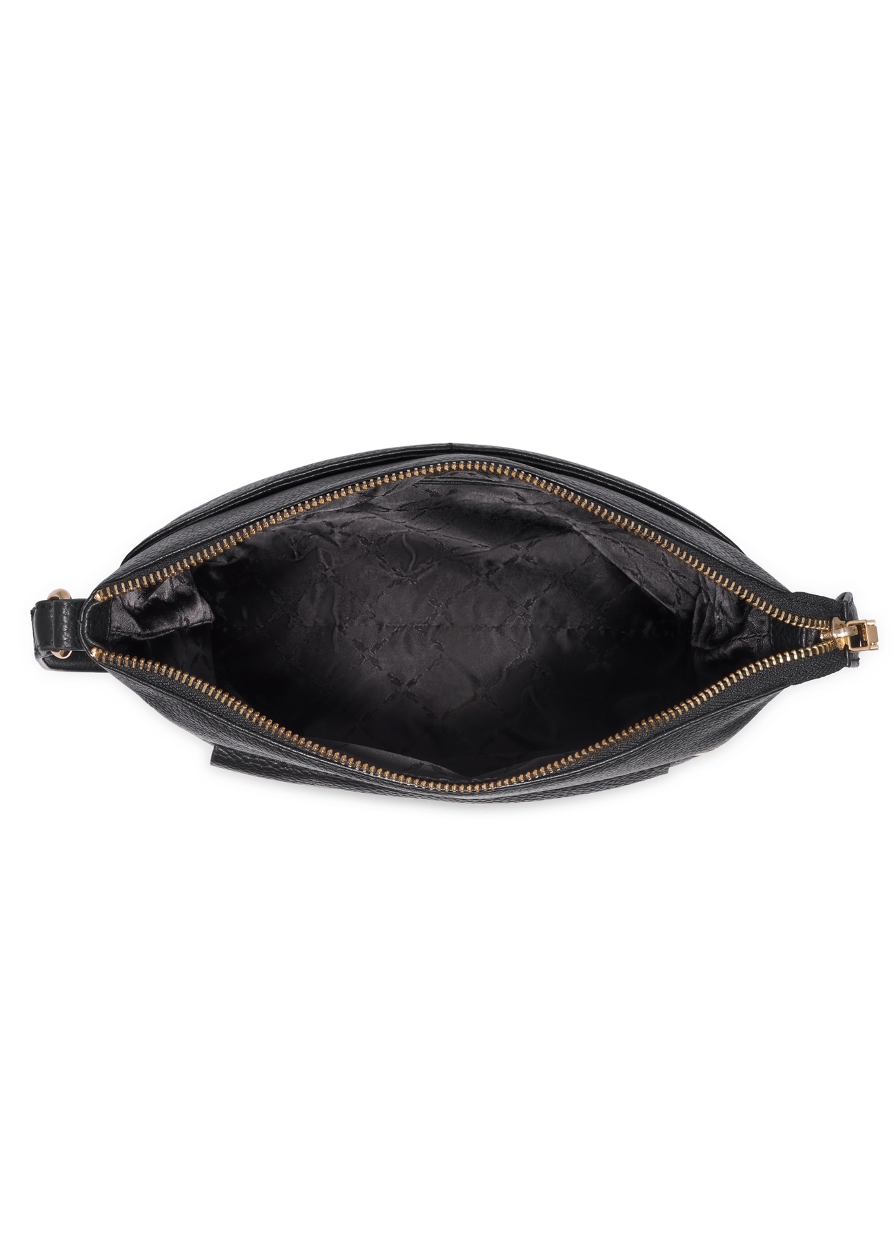 Black women's handbag made of natural pea leather TORES-1425-9I(Z26), product view inside on white background.