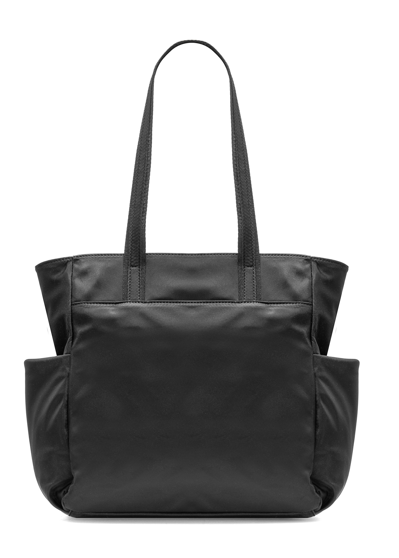Nylon women's handbag with pouch TOREN-0326-99(Z25), back view of the product on a white background.