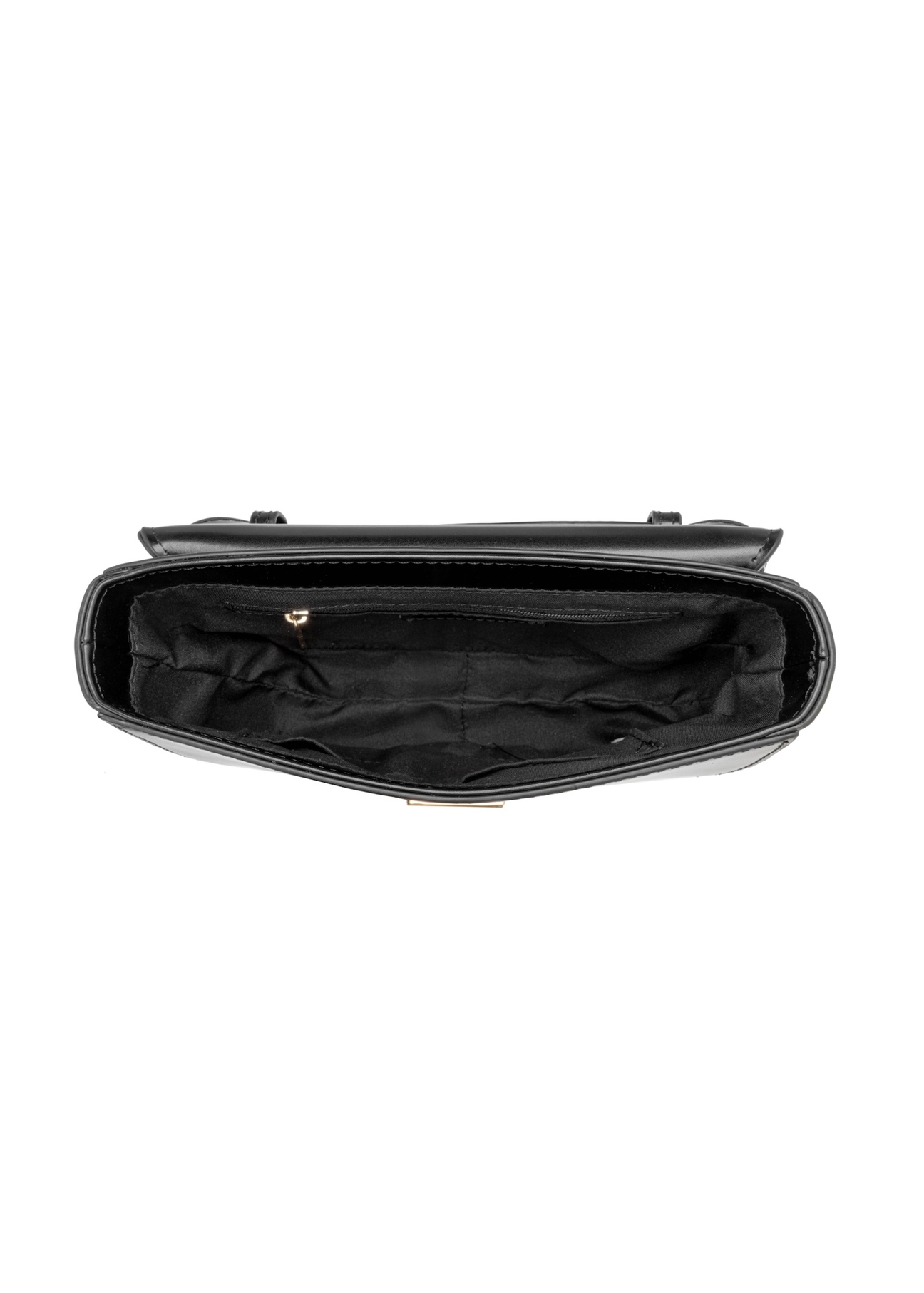 Black semi-circular women's messenger bag TOREC-1127-99(W26), product view inside on white background.