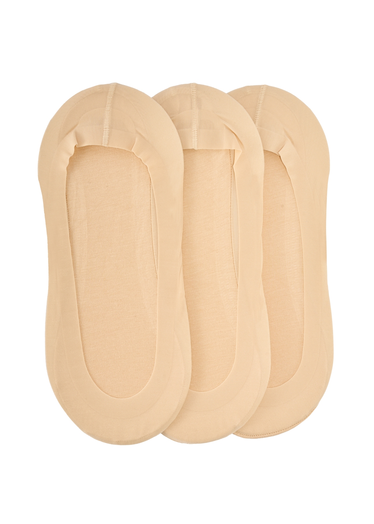 Set of beige women's ankle socks ZESDT-0032-1B(W26) - product view from above, on a white background.