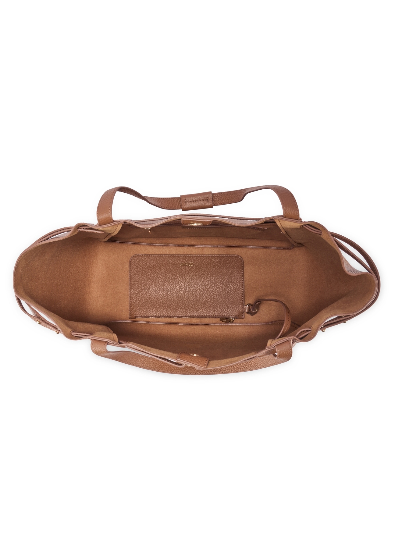 Camel-colored leather shopper bag TORES-1207-1D(W26)