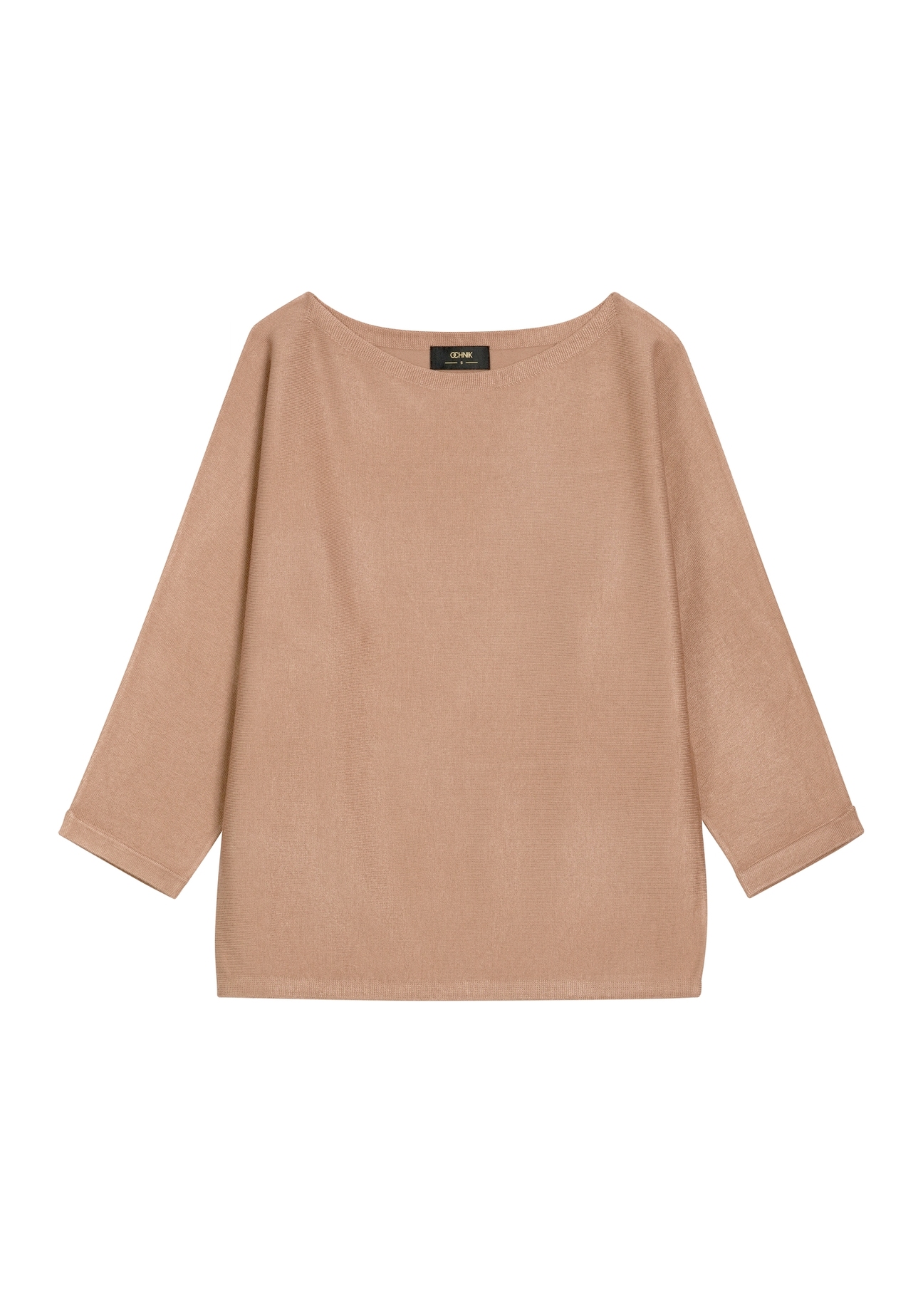 Women's camel blouse BLUDT-0178-1D(Z26) - front product view, on a white background.