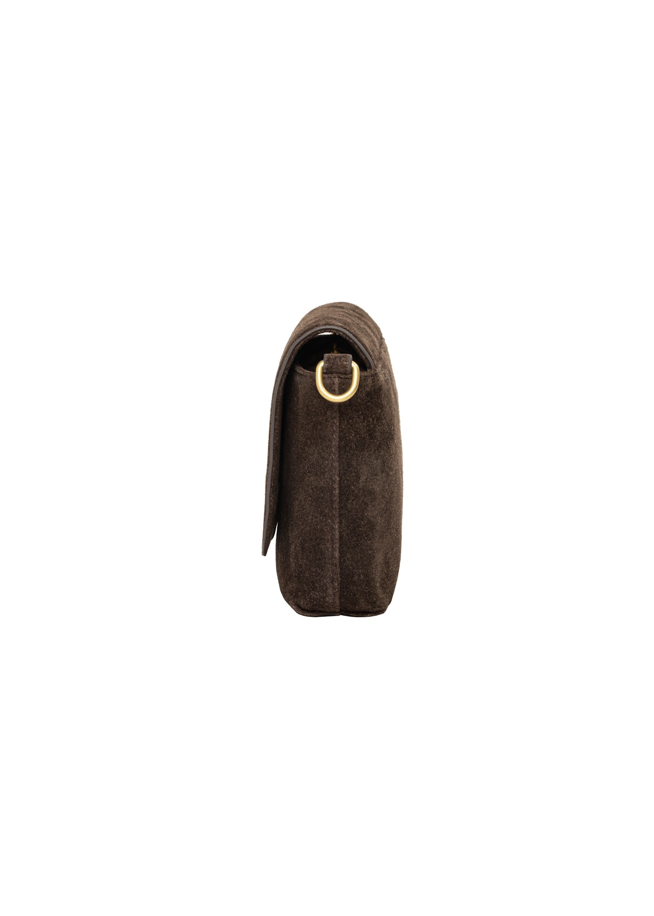 Women's brown suede messenger bag TORES-1388-1I(Z26), side view of the product on a white background.