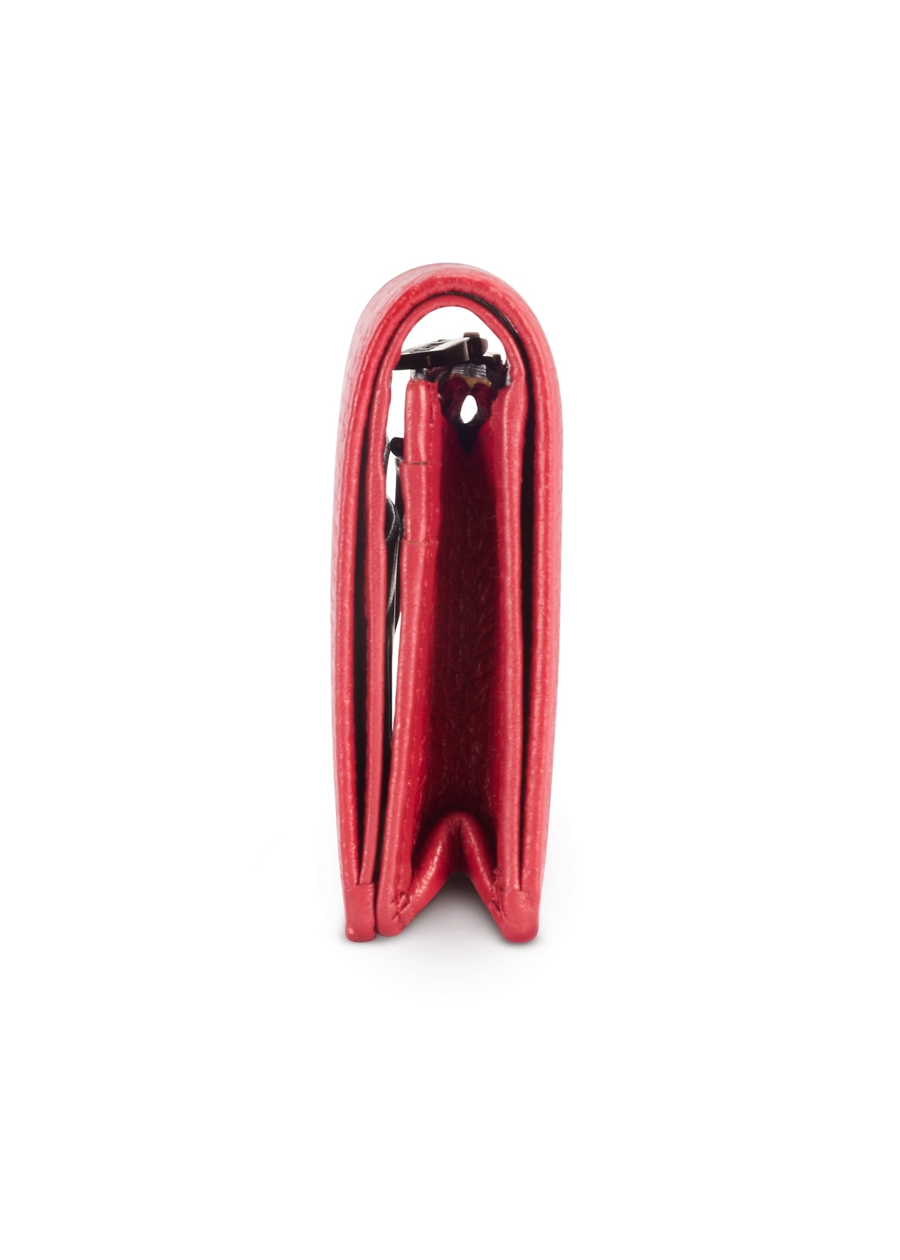 Red leather women's wallet PORES-0944G-42(Z25), product view from the side on a white background.