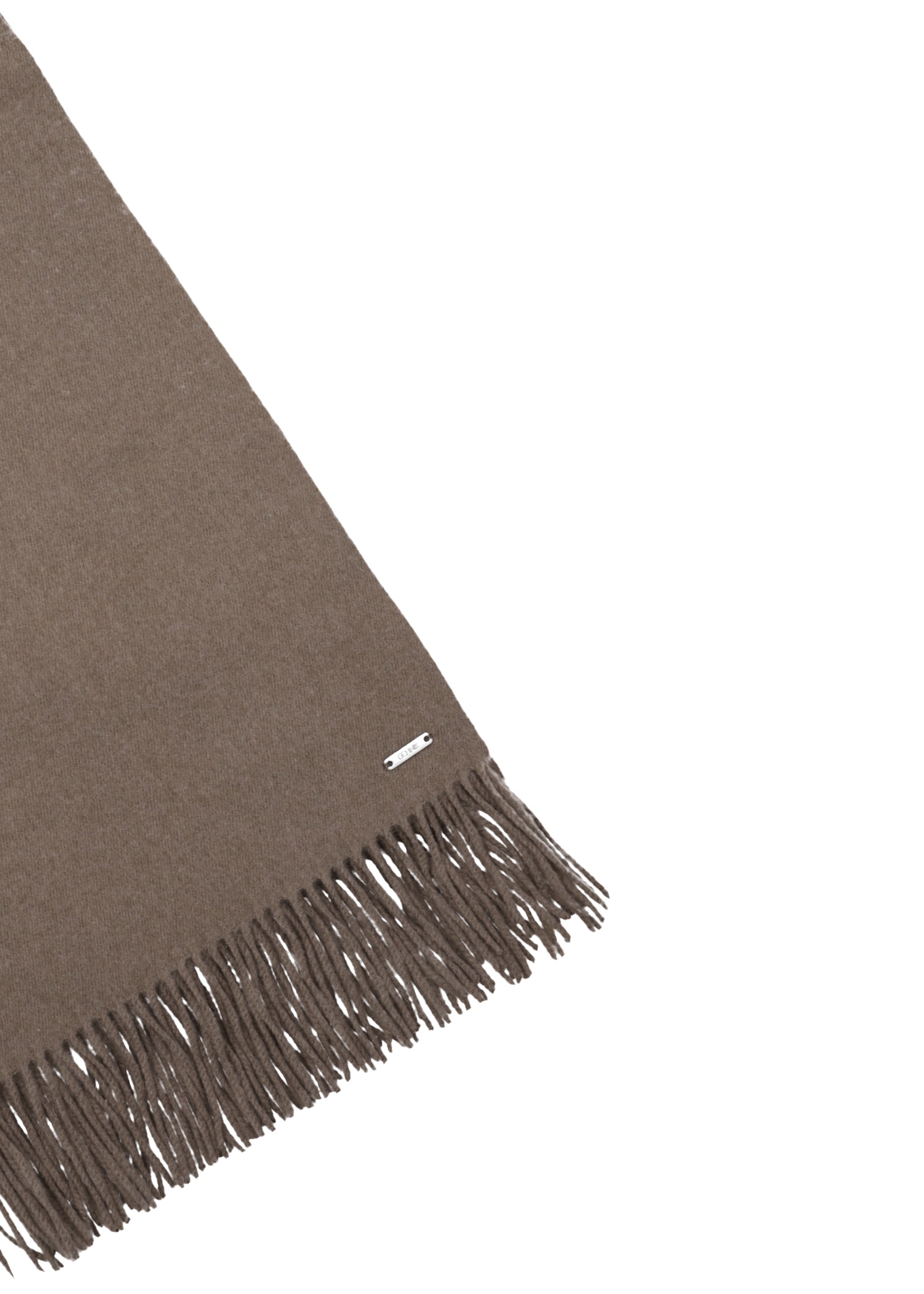 Beige women's scarf with wool SZADT-0233-1K(Z26) - close-up of detail, on white background.