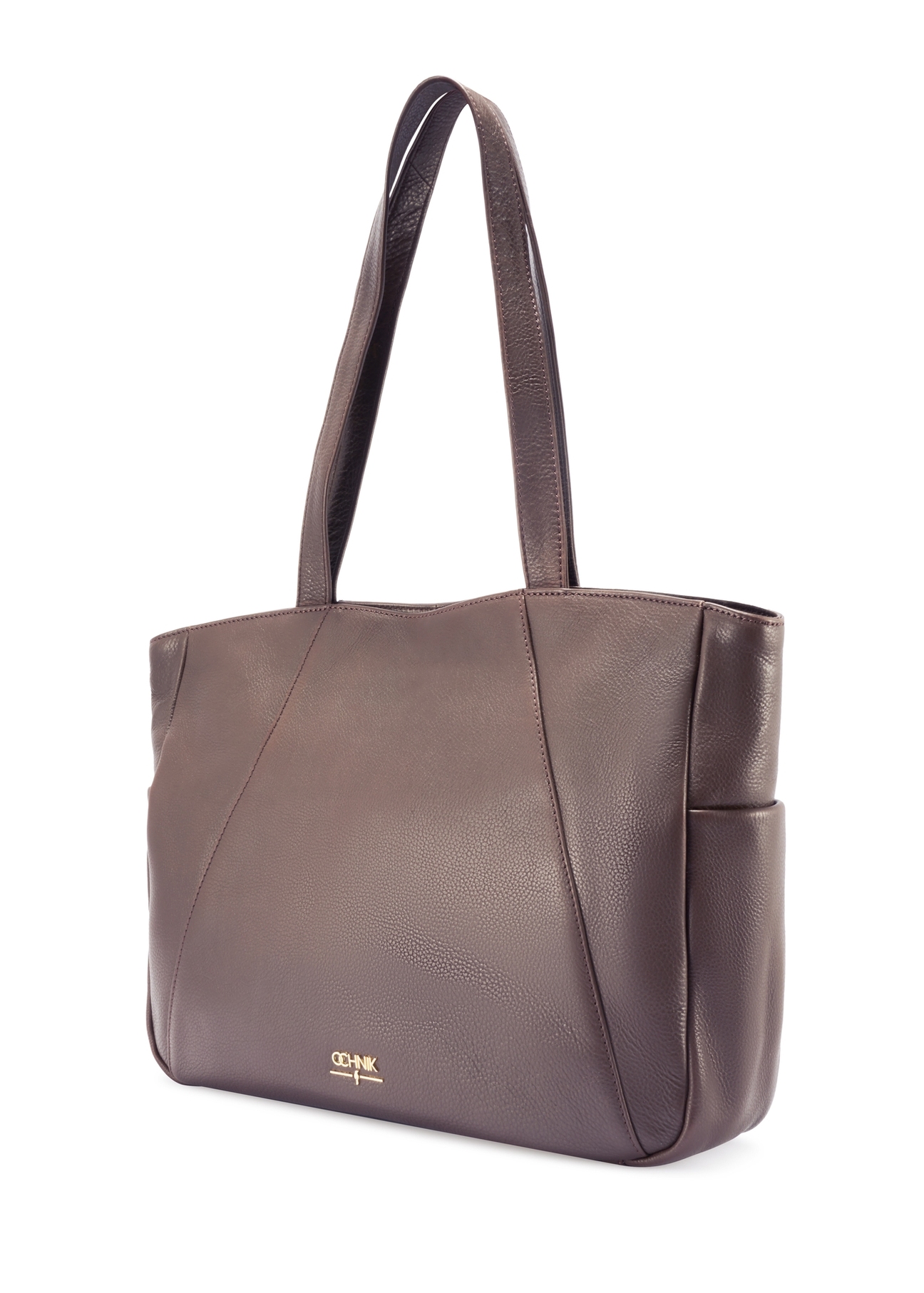 Brown leather women's shopper bag TORES-1255-1I(W26)