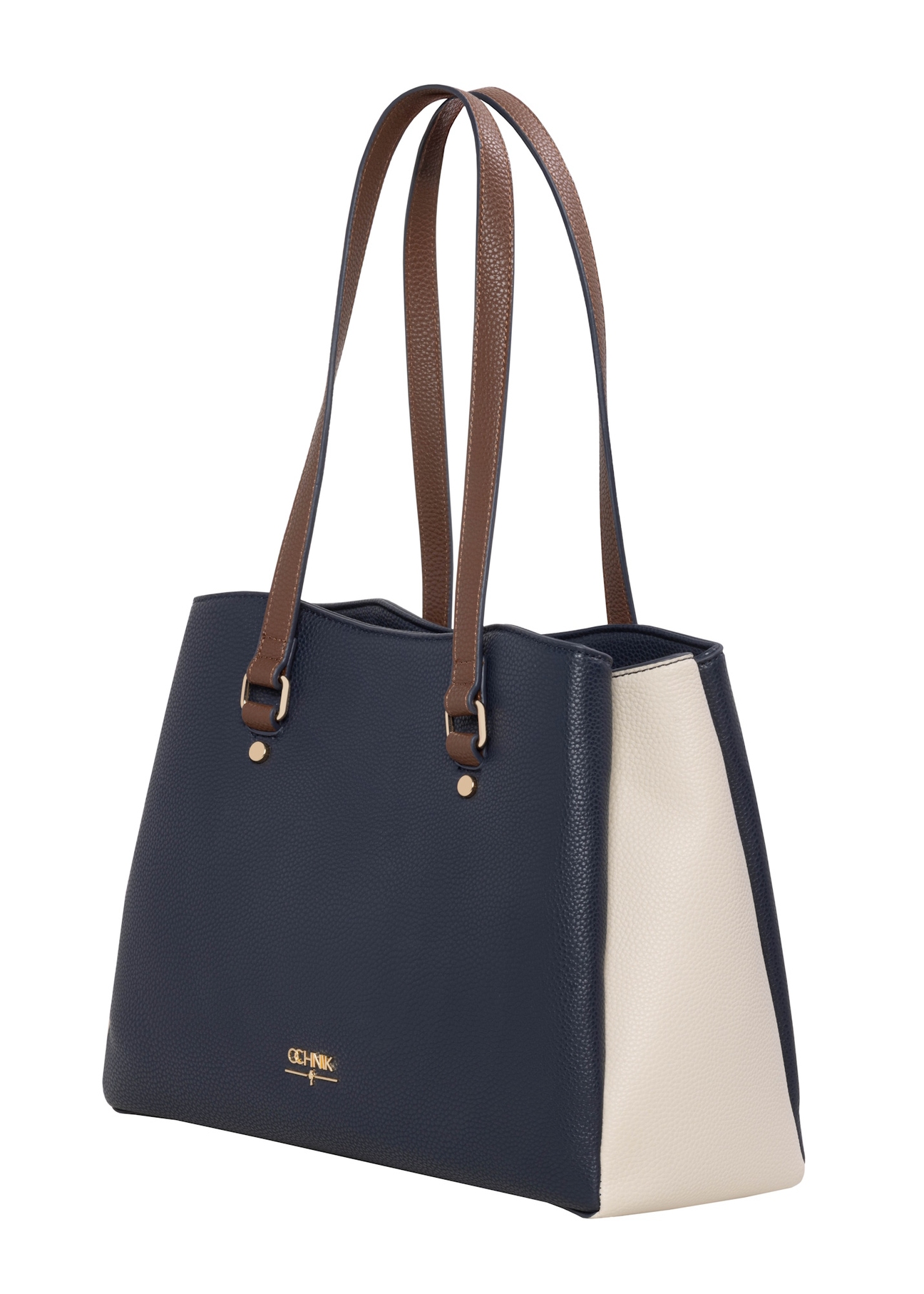 Navy blue women's shopper bag TOREC-1260-7E(Z26), diagonal product view on a light background.