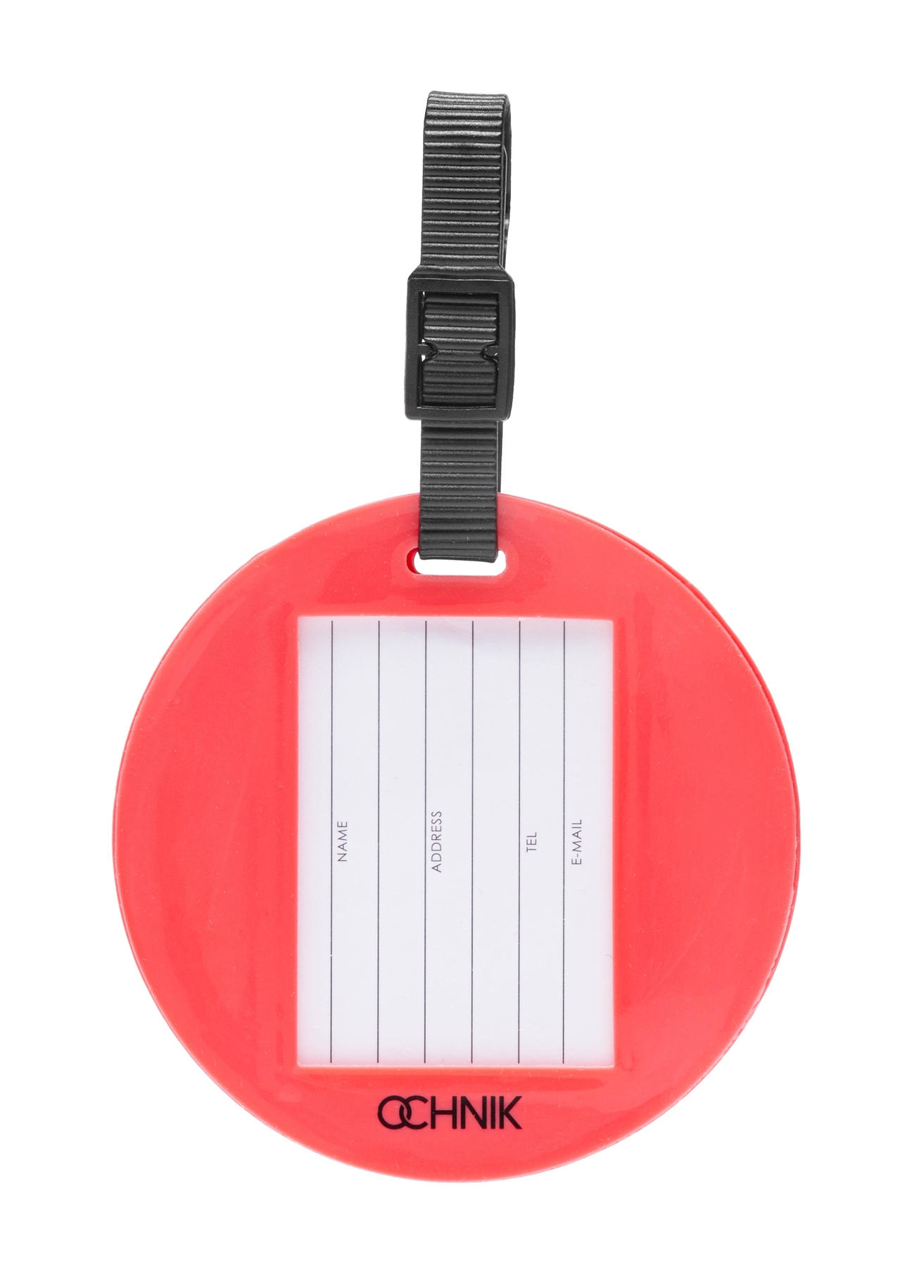Luggage tag AW-012-0010-31(W25), product back view on white background.
