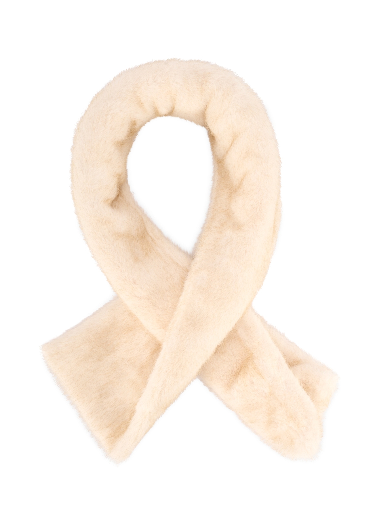 Beige women's winter scarf SZADF-0035-81(Z25) - front product view, on white background.