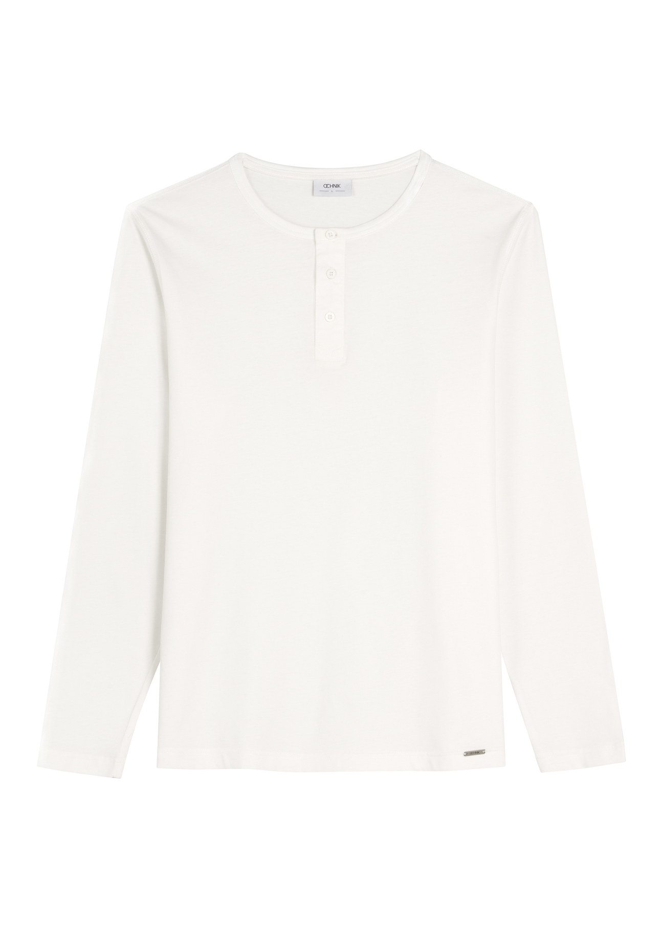 Men's white cotton longsleeve LSLMT-0010-0B(W26), front product view on white background.