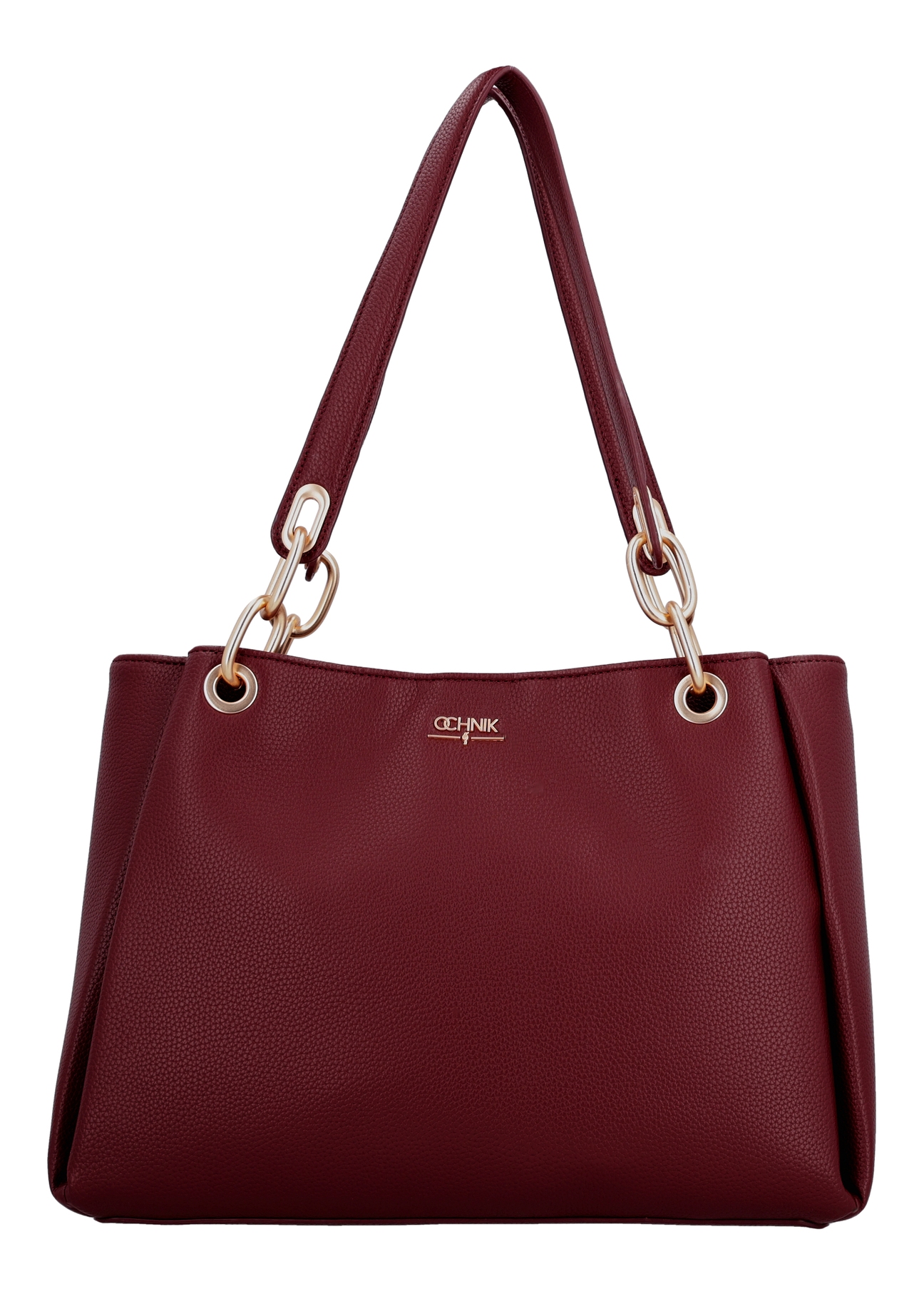 Burgundy women's imitation leather handbag TOREC-0998-4D(W27), front product view on white background.