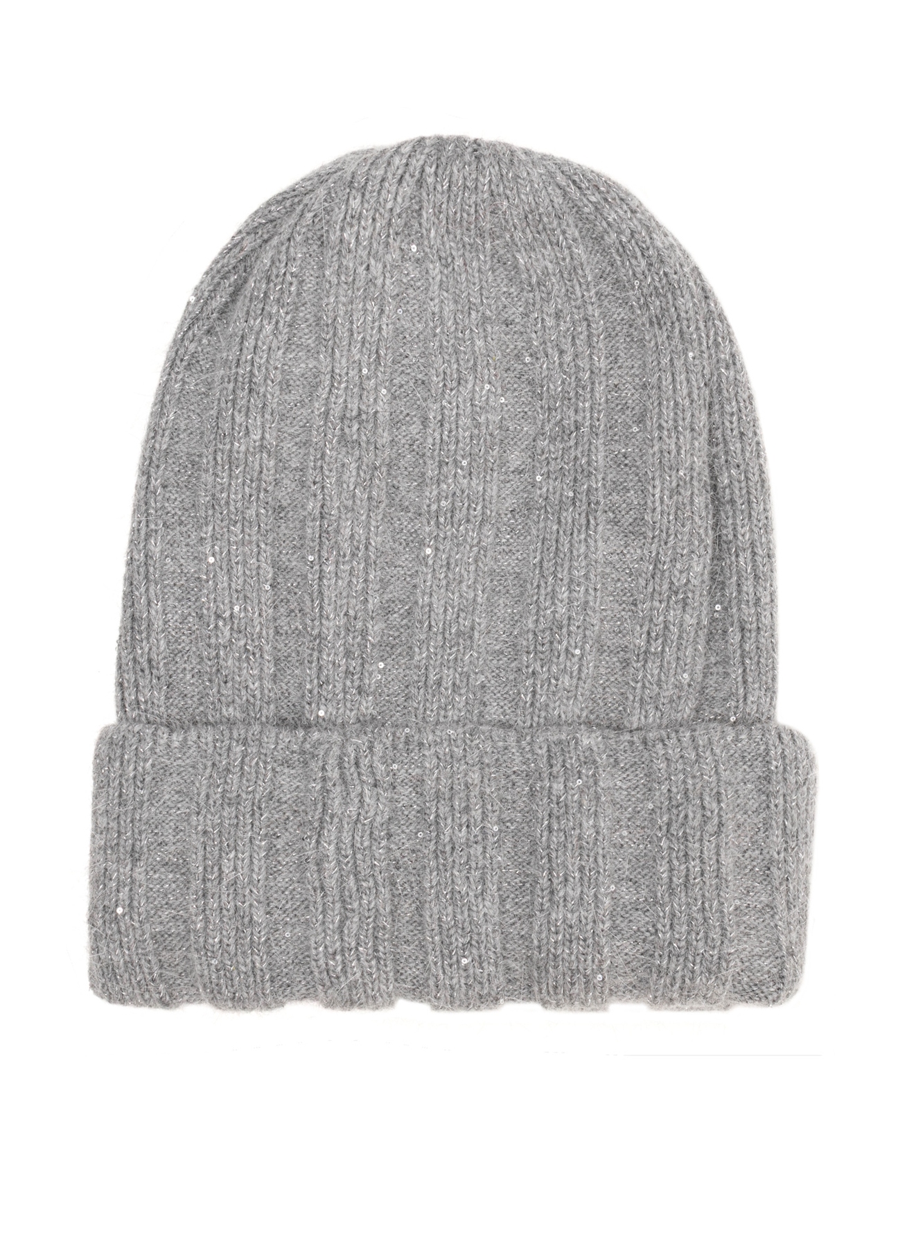 Grey women's sequined hat CZADT-0223-9B(Z26), rear view on a white background.