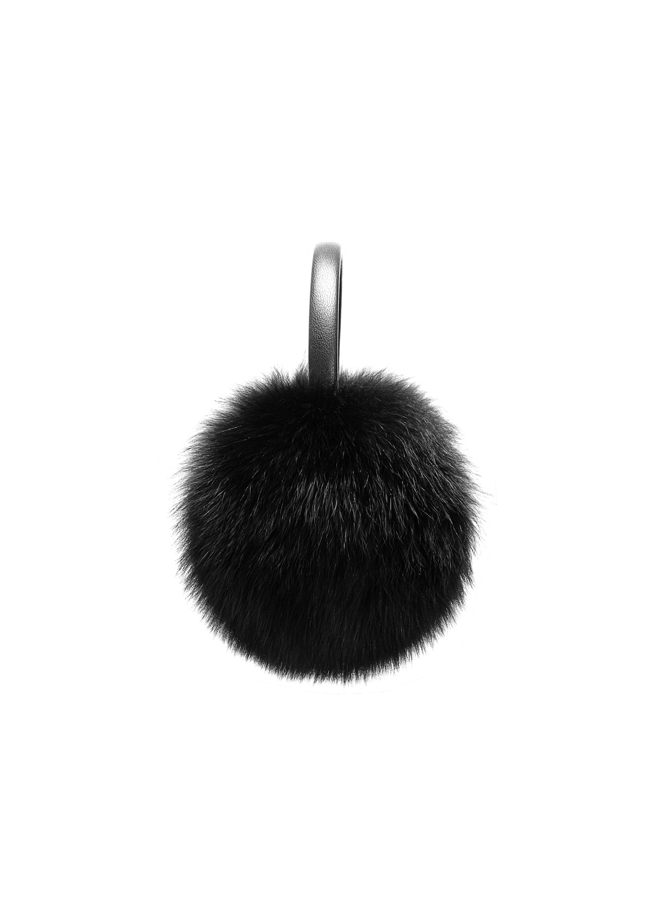Black natural fur earmuffs NAUDF-0006-99(Z25), side view of the product on a white background.
