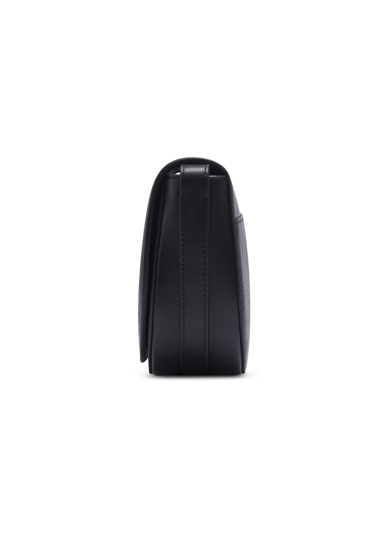 Women's black leather messenger bag TORES-1352-99(Z26). Side view on a white background.