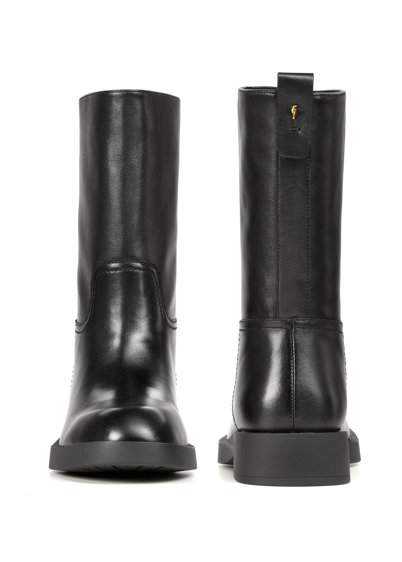 Women's leather ankle boots BUTYD-1216-99(Z25), product view from the front and back on a white background.
