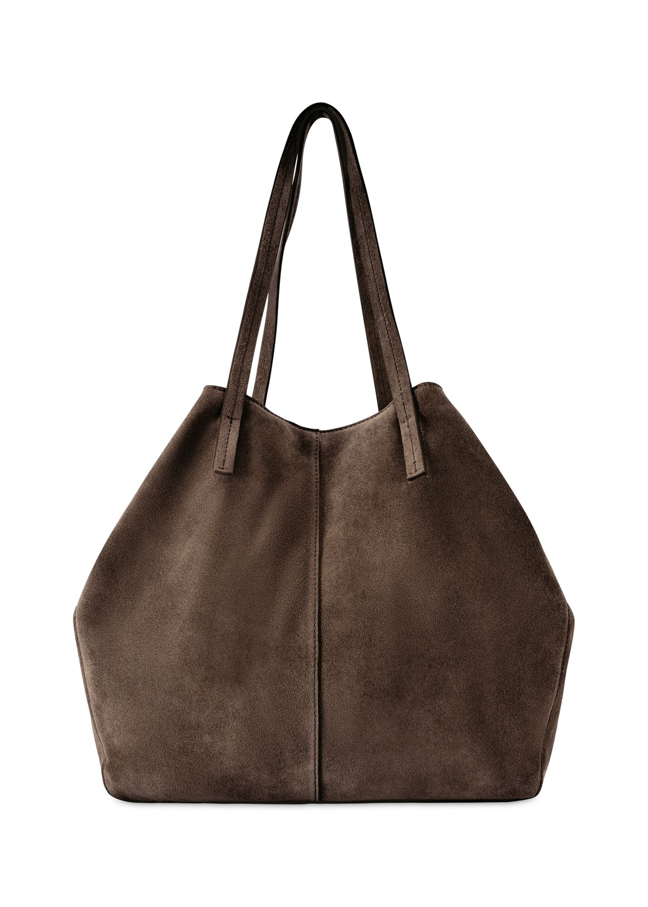 Dark brown leather women's handbag TORES-1252-1I(W26) - product view from the back, on a white background.