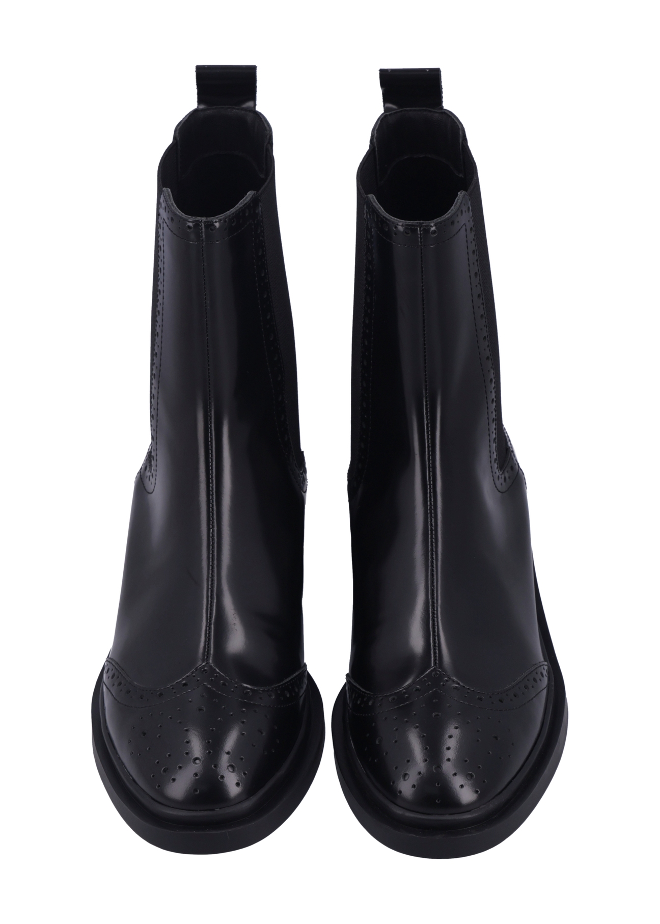 Women's black leather Chelsea boots BUTYD-1301-9F(Z26), front product view on white background.