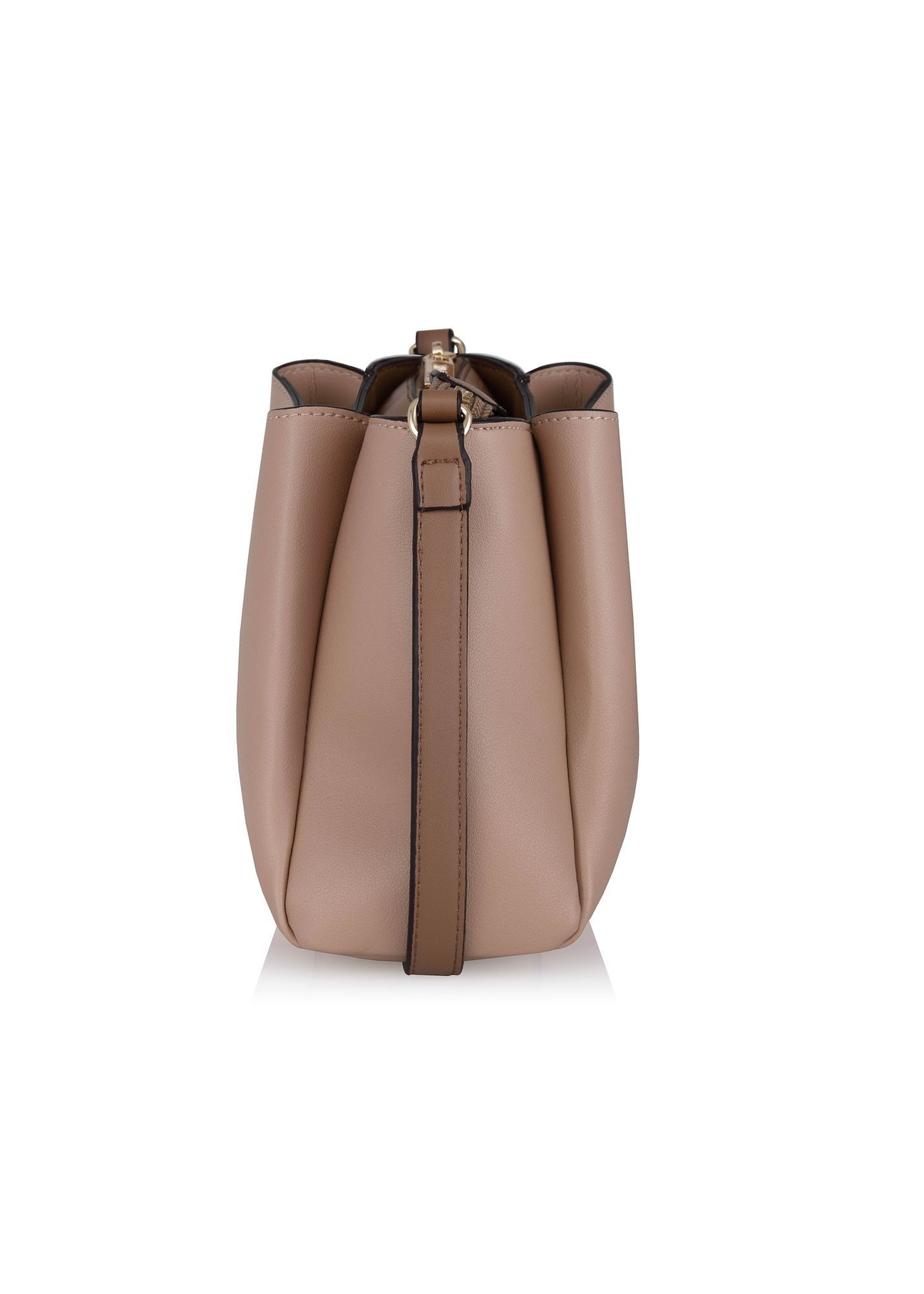 Small beige imitation leather handbag TOREC-0914-81(W24)-03