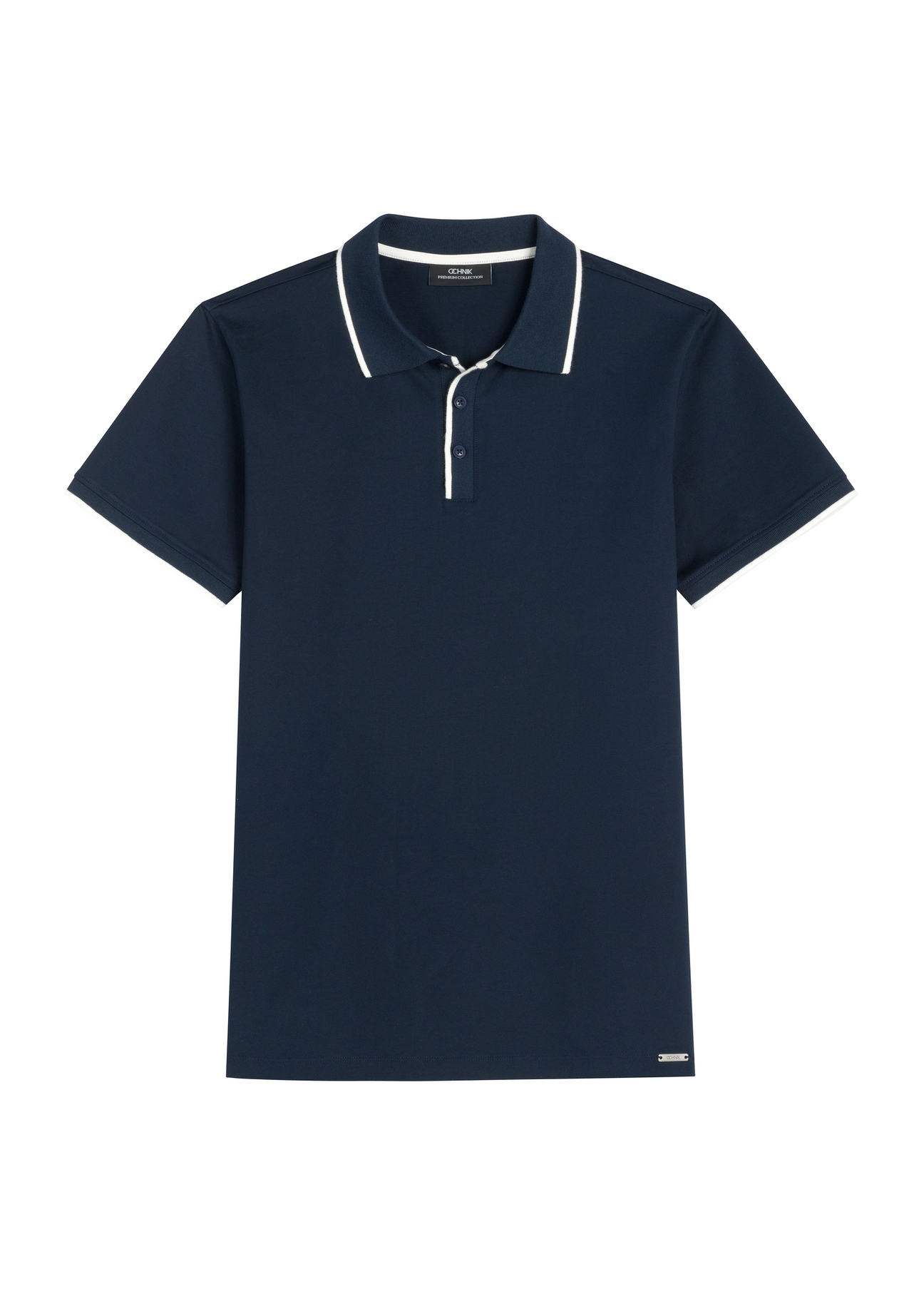 Men's dark navy blue polo shirt POLMT-0092-7E(W26) - front product view, on a white background.
