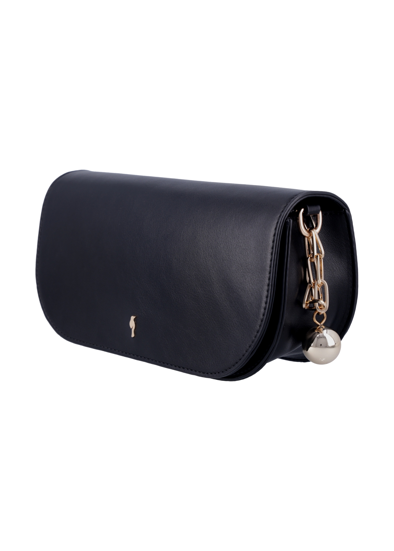 Small black elegant women's handbag with chain TOREC-1388-99(Z26), diagonal product view on a white background.