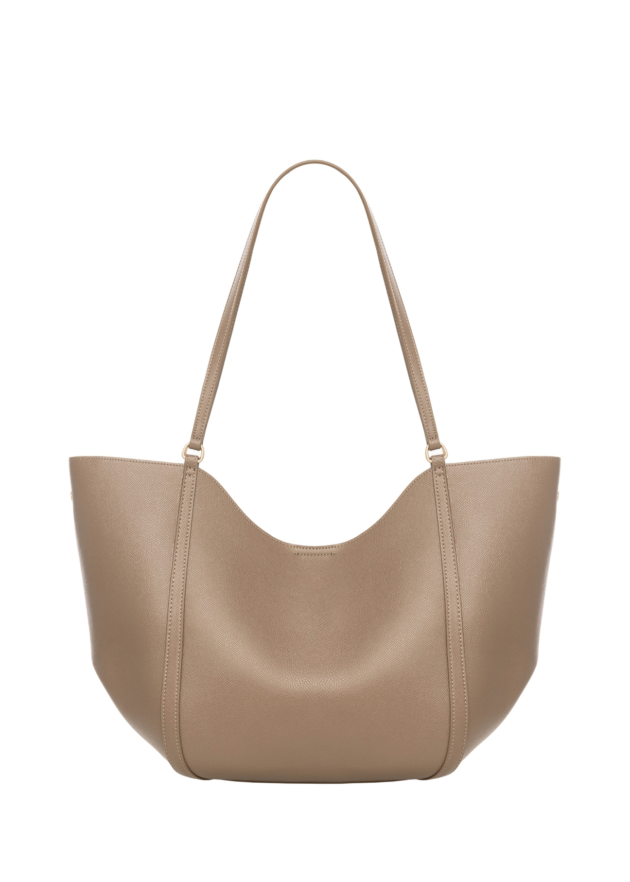 Beige women's shopper bag TOREC-1296-1B (Z26), product view from the back on a white background.