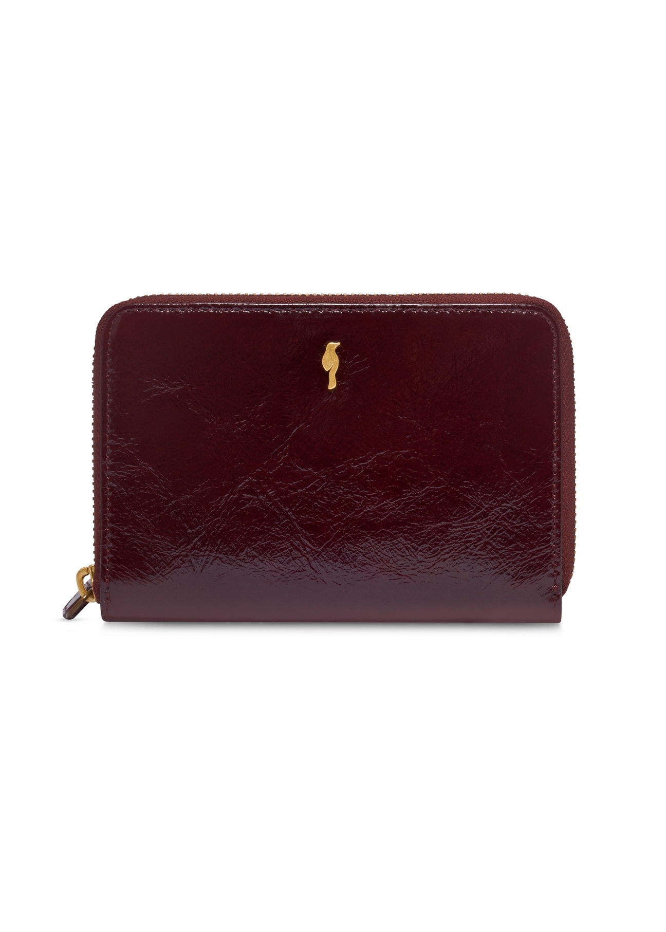 Burgundy leather women's wallet PORES-1022-4E(Z26), front product view on white background.