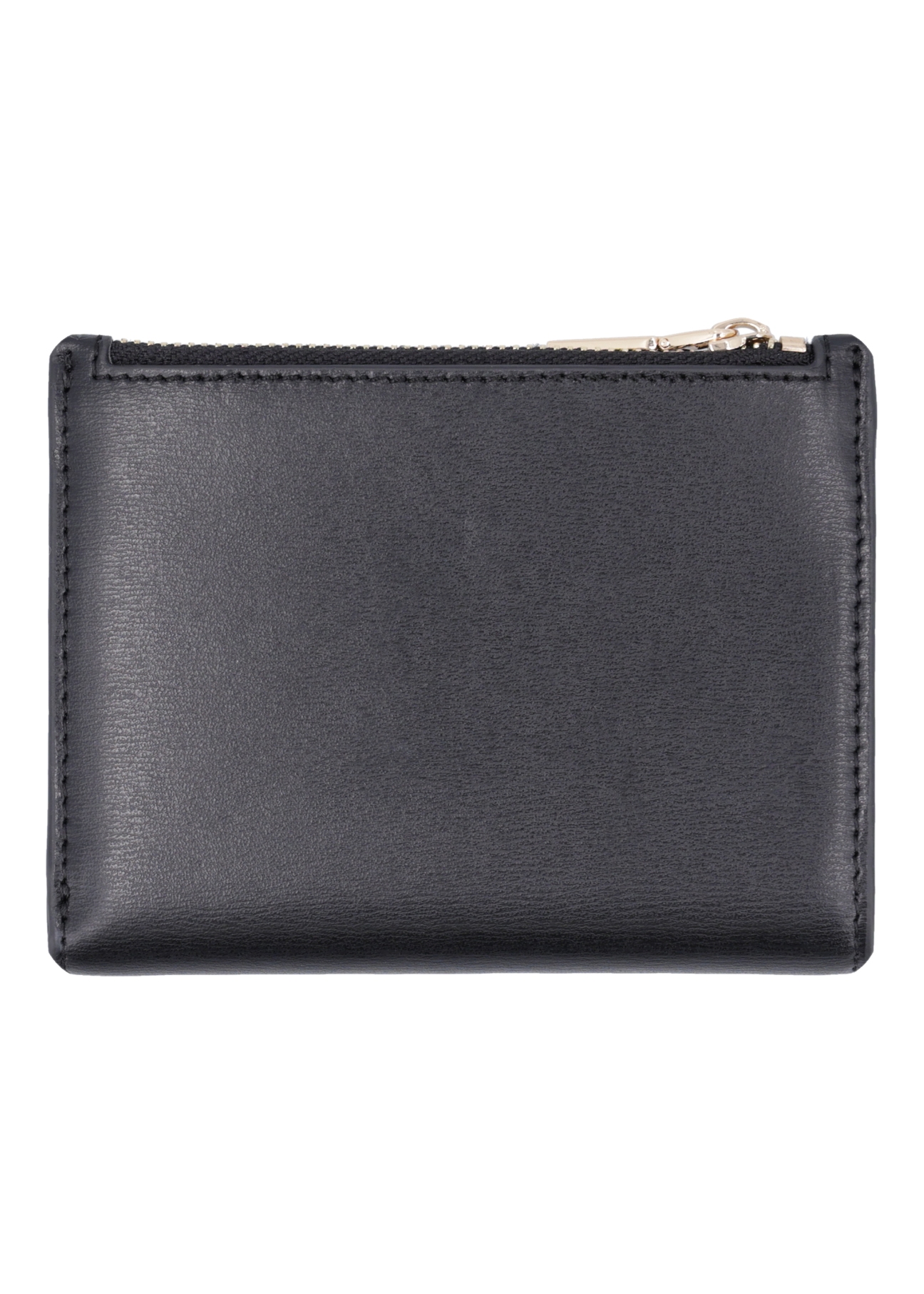Black leather women's wallet PORES-1012-99(Z26), product view from the back on a white background.