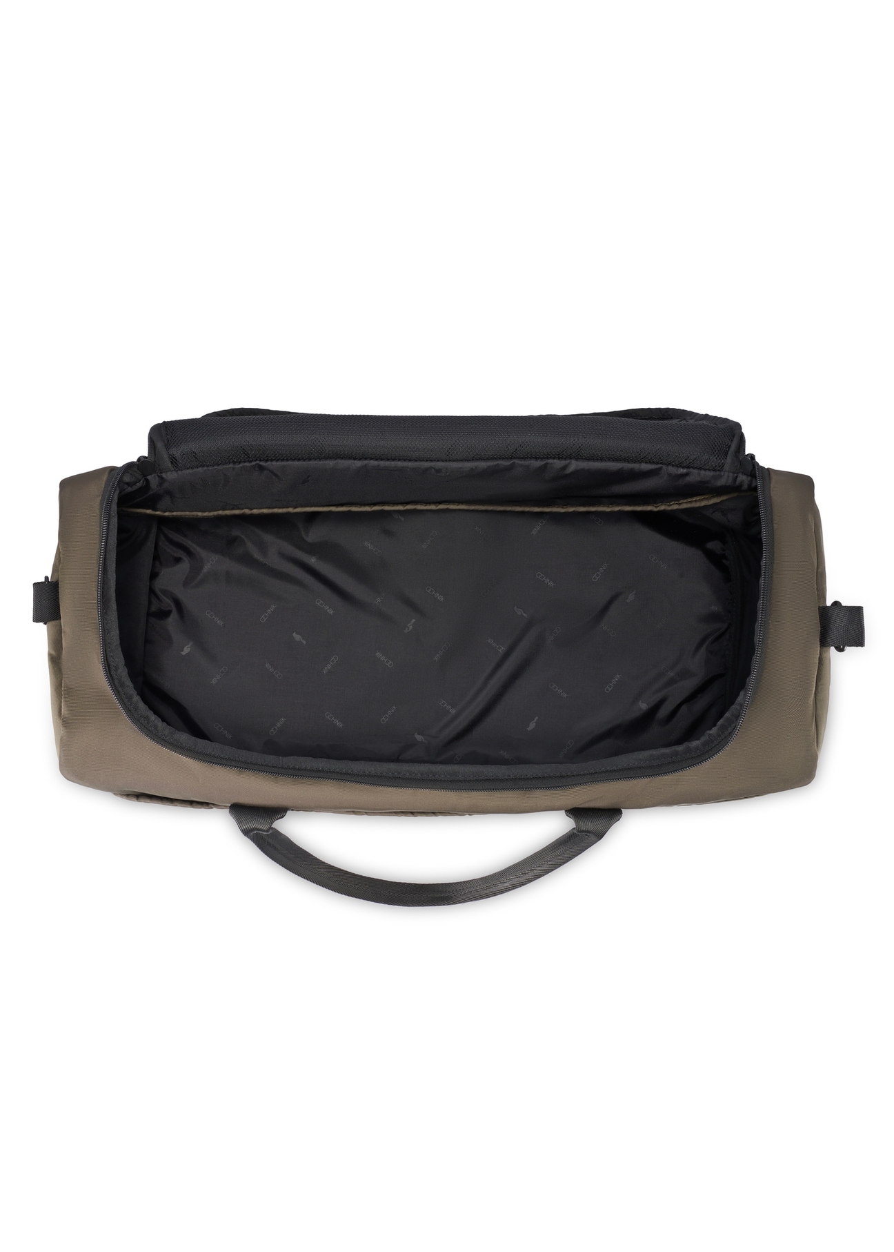 Khaki travel bag TORMN-0417-8D(W26) - product view from above, on white background.