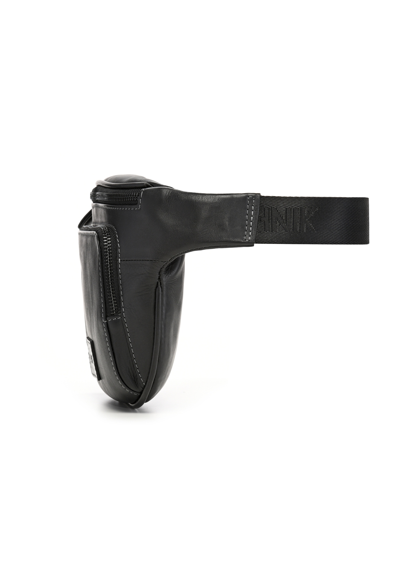 Men's black leather waist bag TORMS-0529-99(Z26) - side product view, on a white background.