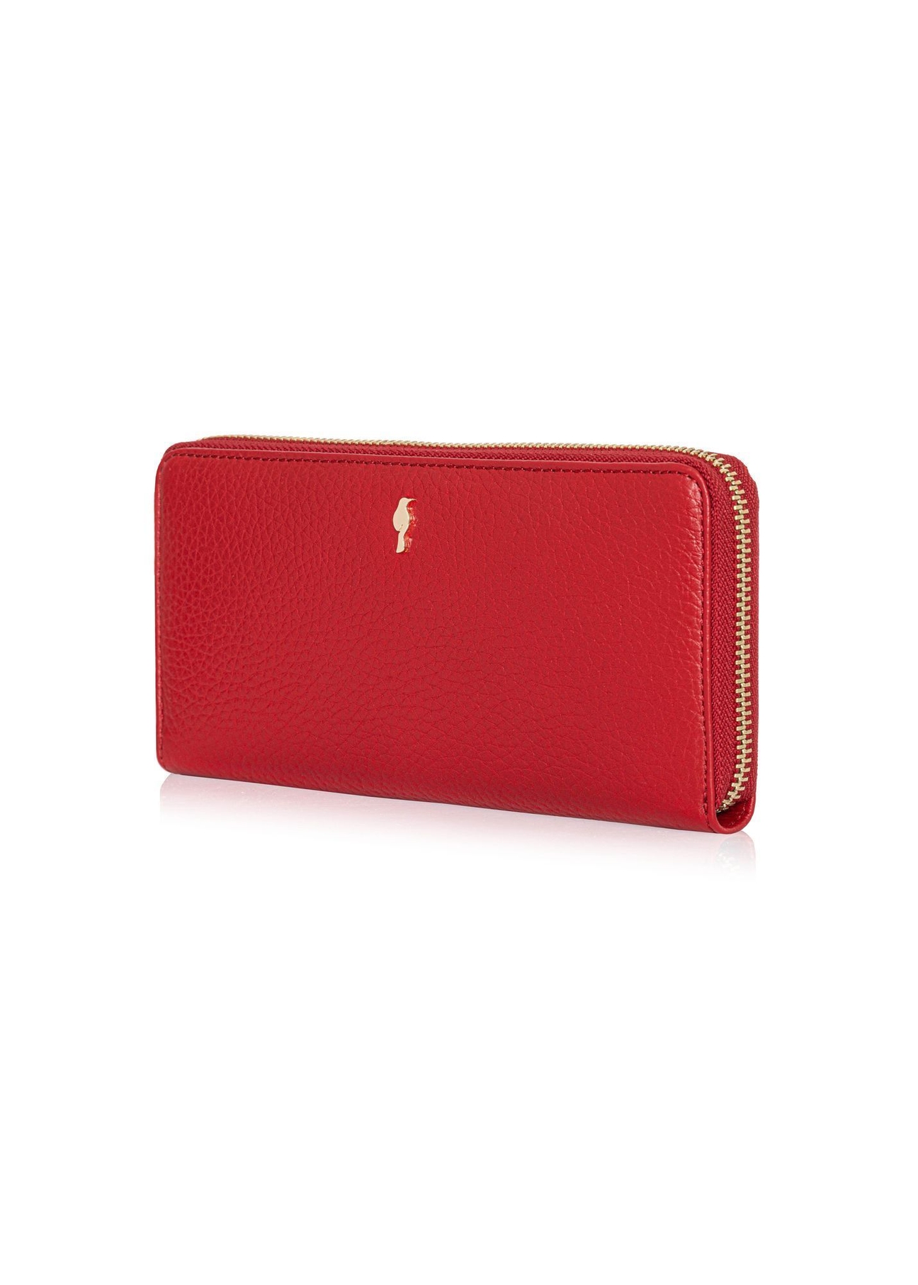 Red leather women's wallet PORES-0800R-4B(W26) - diagonal product view on a white background.